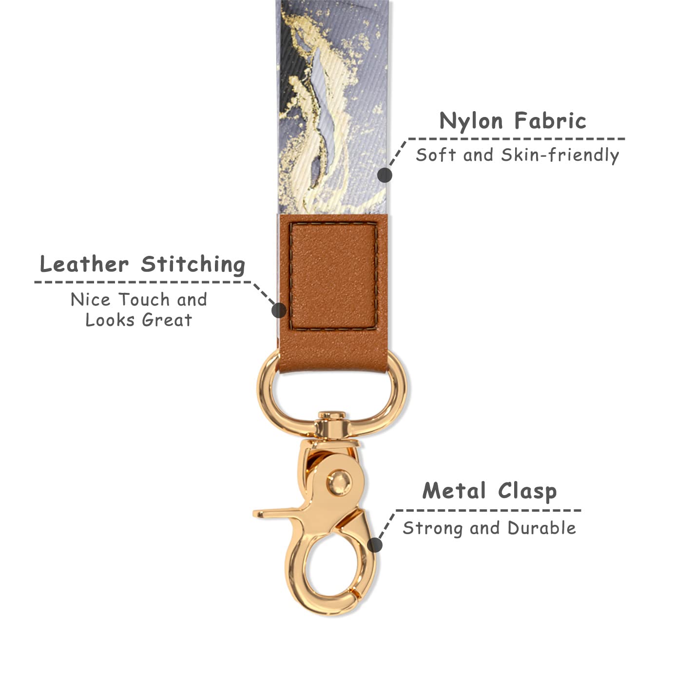 Stylish Wrist Lanyard Keychain for Women & Men - Secure Holder for Car Keys, ID Badges, Cards, Wallet & Phone - Perfect for Work, Travel & Outdoor Activities