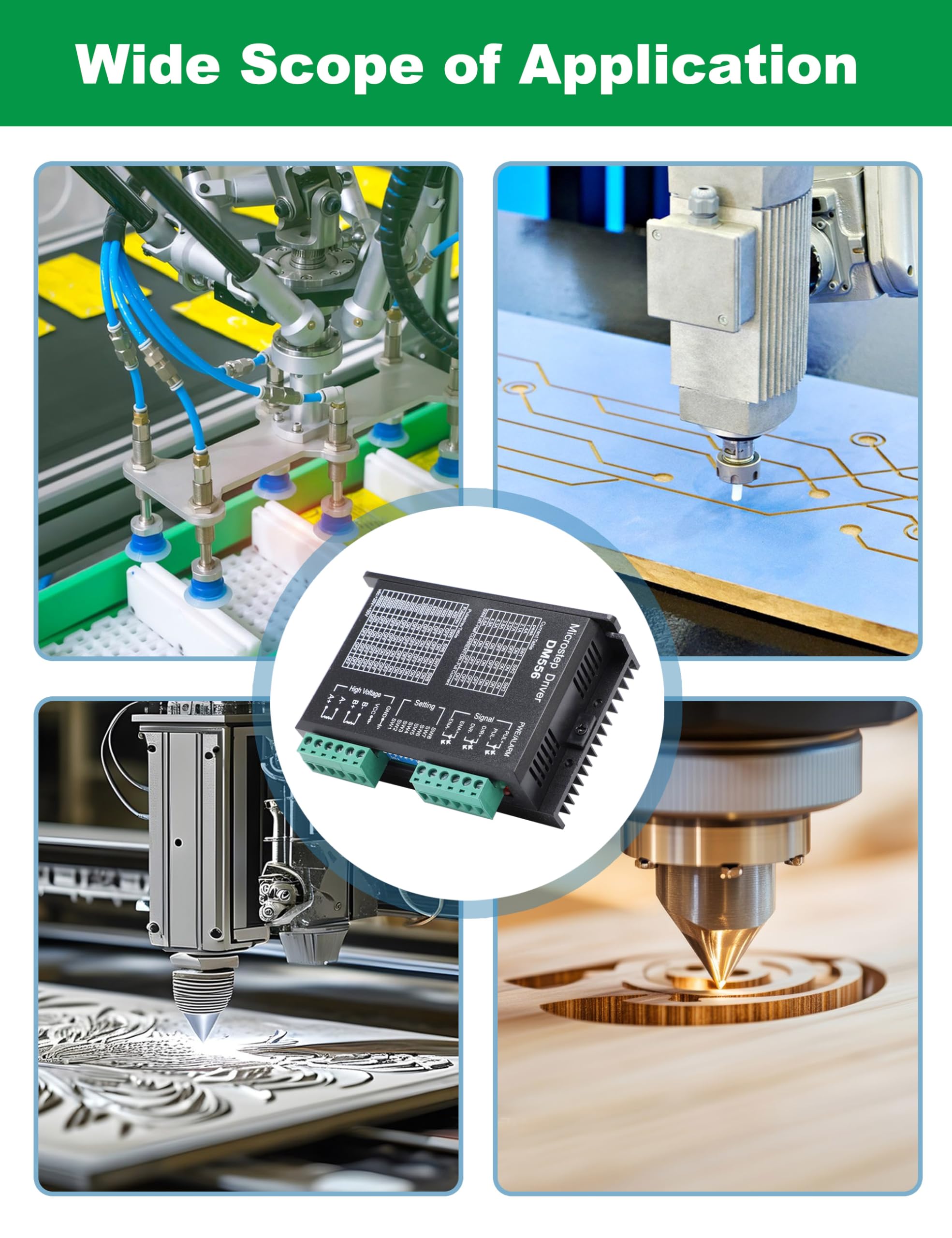 60V Stepper Motor Driver - 2 Phase Microstep Driver DM556 (24V-50V DC) for 42/57 Stepper Motors | CNC Machines, 3D Printers & Automation Equipment