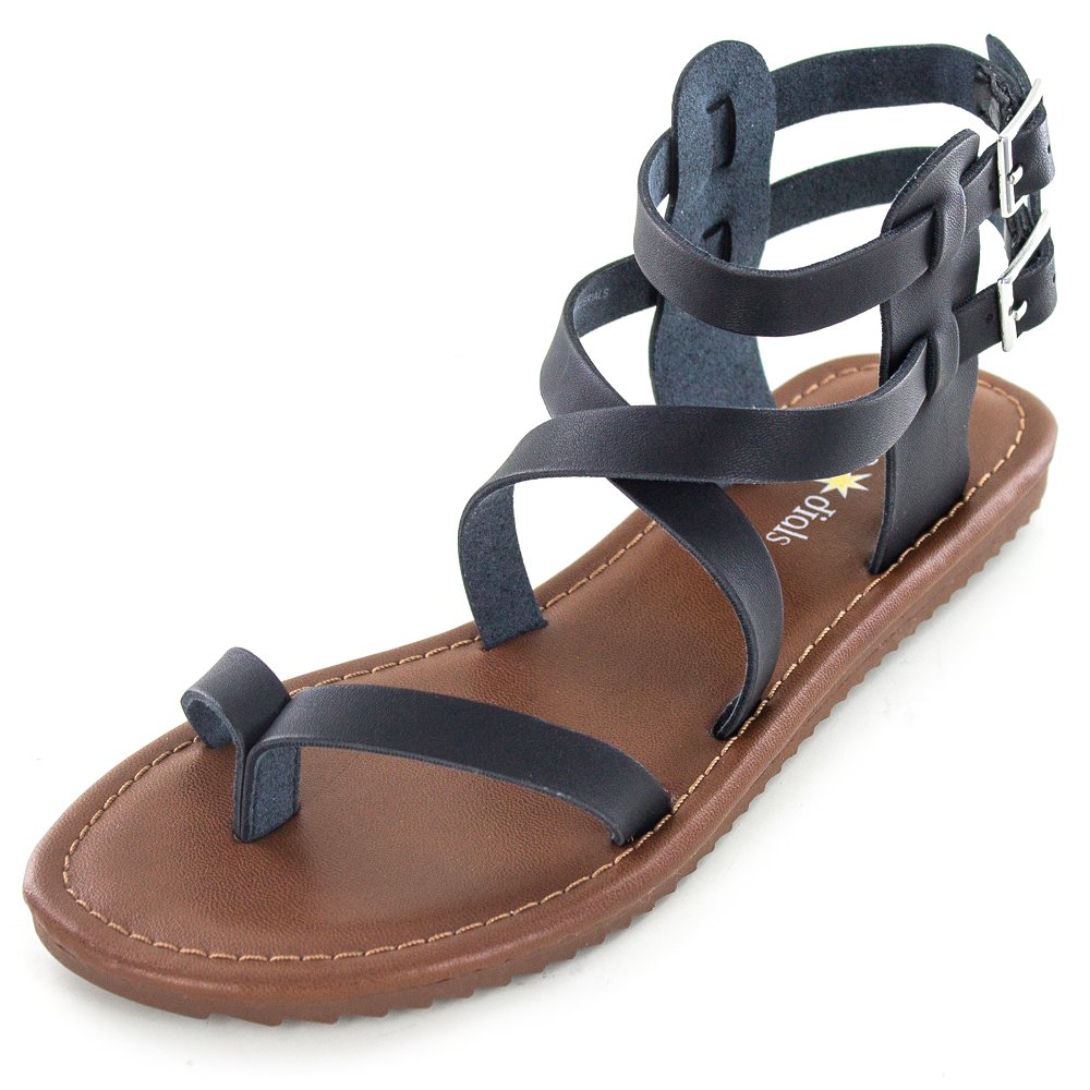 SEVEN DIALS SYNC Women's Sandals - Black Smooth Size 6 for Summer Outfits