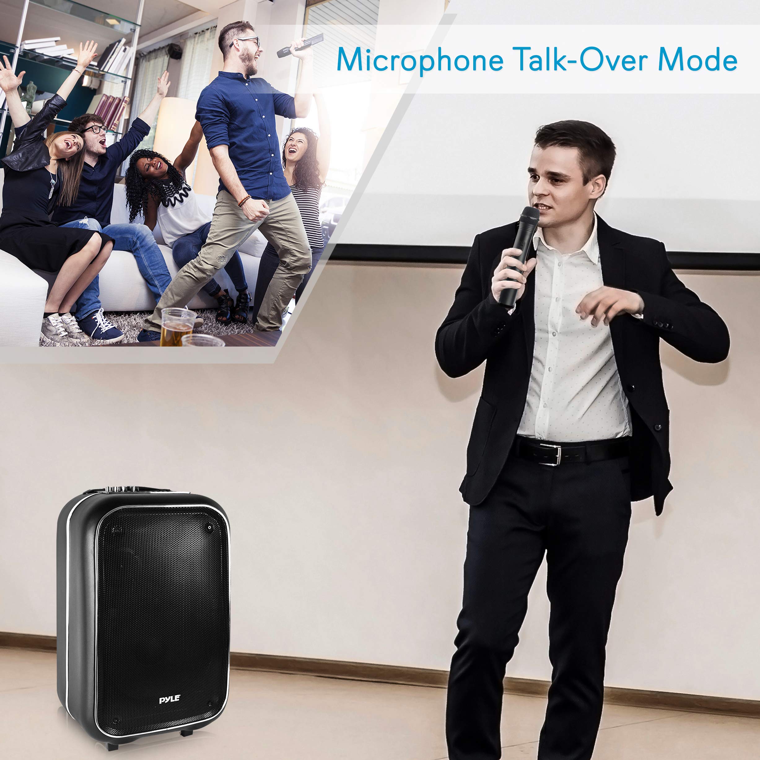 Pyle Wireless Portable PA Speaker System - 400W Rechargeable Bluetooth Speaker with Microphone, MP3/USB/SD/FM/AUX - Perfect for Outdoor DJ Parties, Events, Camping & Home Use - PWMA825BT