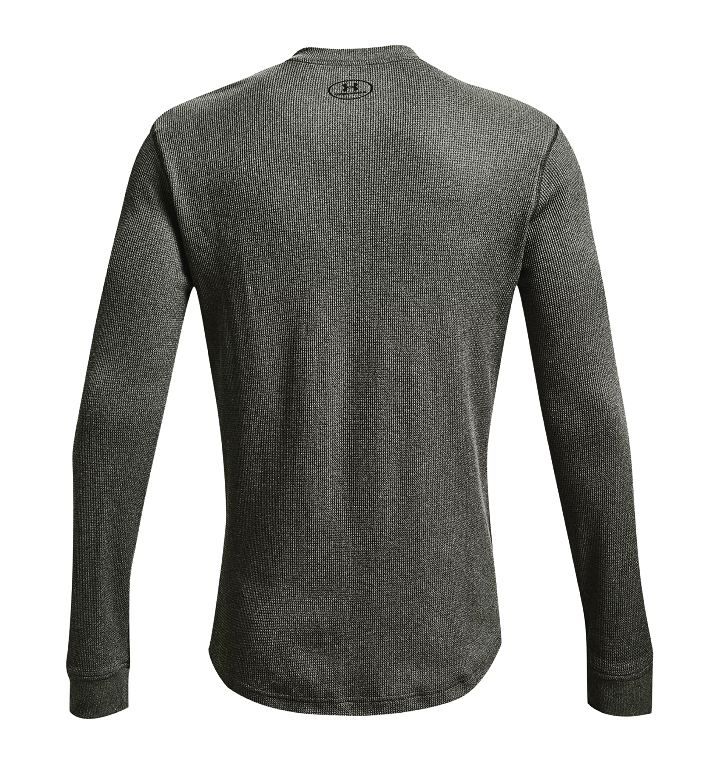 Under Armour Men's UA Waffle Henley Long Sleeve Shirt - Breathable Workout & Casual Wear (Baroque Green/Black, X-Large) for Gym, Running & Outdoor Activities