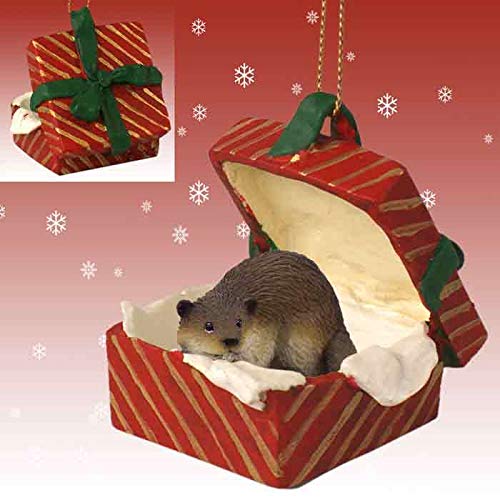 Handmade Beaver Christmas Ornament in Festive Red Gift Box - Perfect for Tree Decorations, Holiday Gifts & Winter Home Decor