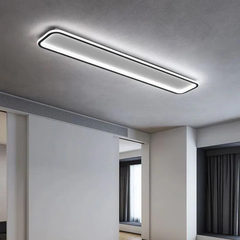 Modern Black Flush Mount Ceiling Light with Rounded Corners - Perfect for Bedroom, Living Room, and Hallway Lighting