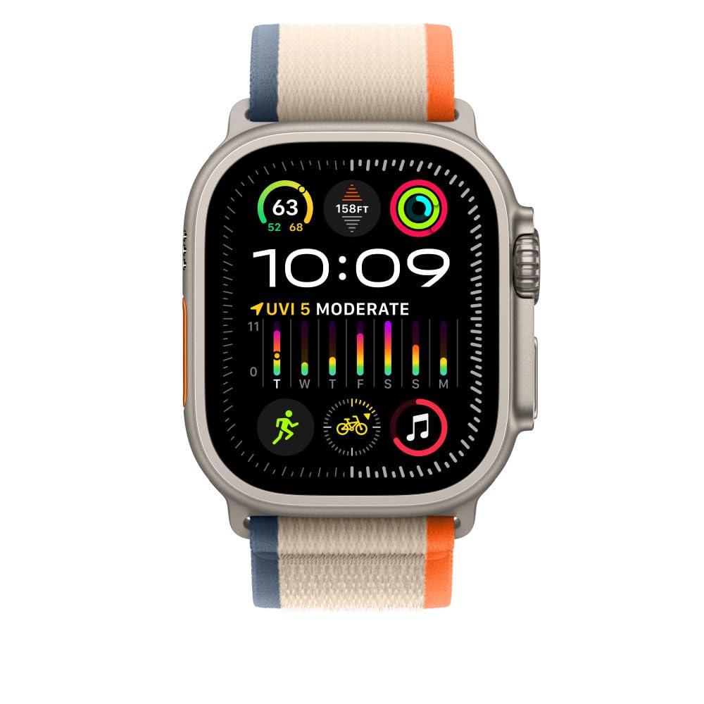 Apple Watch Band 49mm Trail Loop - Orange/Beige Strap for Apple Watch Series 8/7/SE - Soft Nylon Sport Band for Running, Hiking & Outdoor Activities