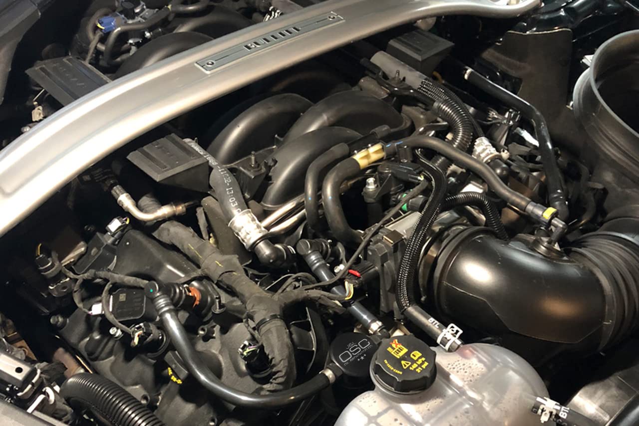 J&L Oil Separator 3.0 for 2018-2023 Ford Mustang GT & 2019 Bullitt - Passenger Side Black | PCV Baffle System | Engine Protection | Performance Upgrade for Muscle Cars