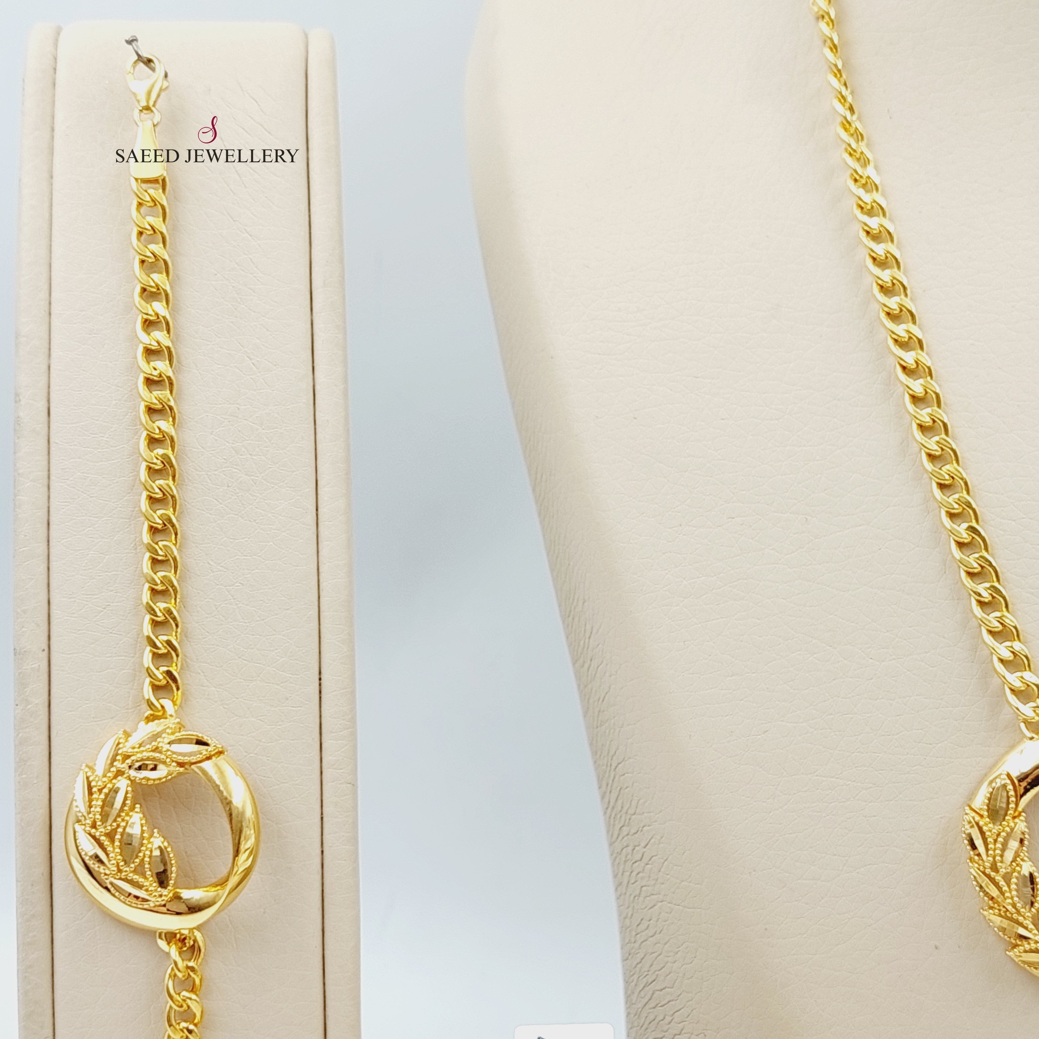21K Gold Leaf Earrings Set 31316 - Elegant Dangle Hoop Earrings for Women, Perfect for Parties, Weddings & Everyday Wear