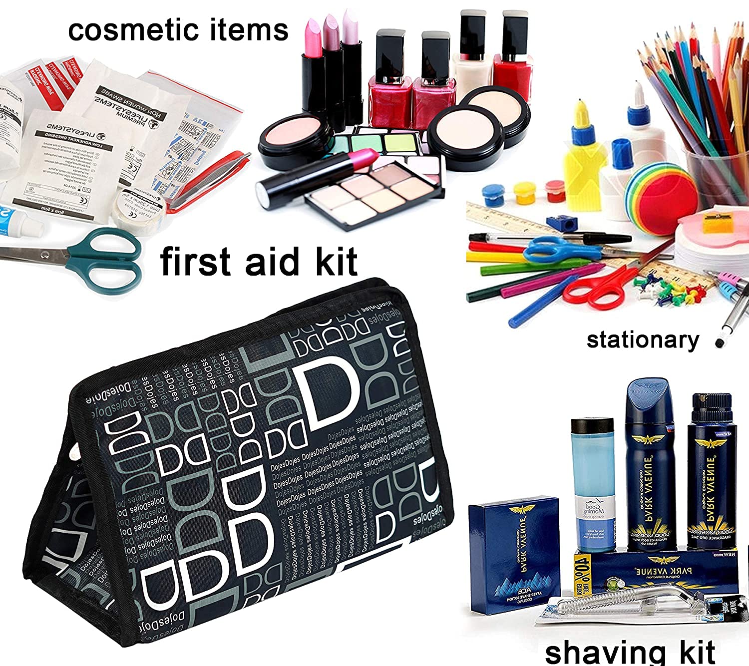 Pentbuns Set of 2 Clear Travel Organizer Bags - Waterproof Toiletry & Makeup Pouch with 2 Pockets (Black) - Perfect for Airplane Carry-on, Gym Essentials, and Cosmetic Storage