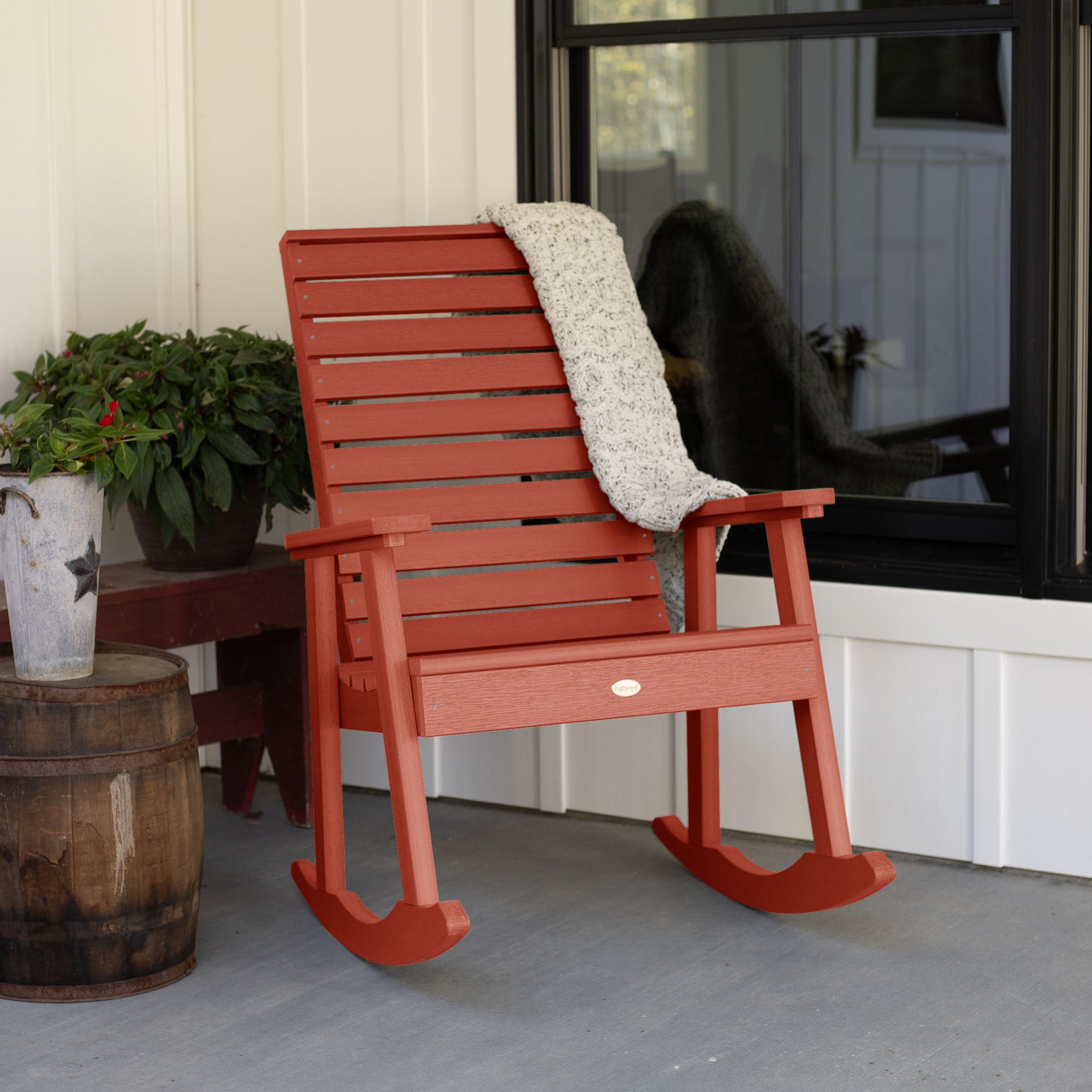 Highwood Weatherly All-Weather Rocking Chair - Rustic Red Outdoor Patio Furniture for Garden, Porch & Deck Relaxation