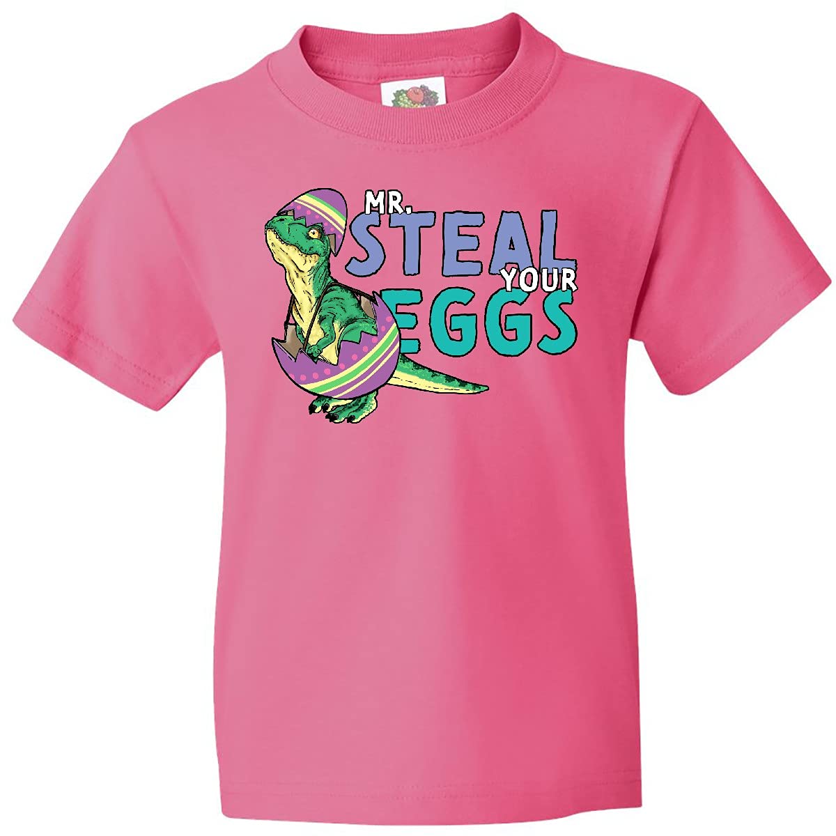 Inktastic Easter Baby T-Rex Disguised As Mr. Steal Your Eggs Cute Dinosaur Graphic Youth T-Shirt - Fun Holiday Outfit for Kids Easter Egg Hunt & Spring Celebrations