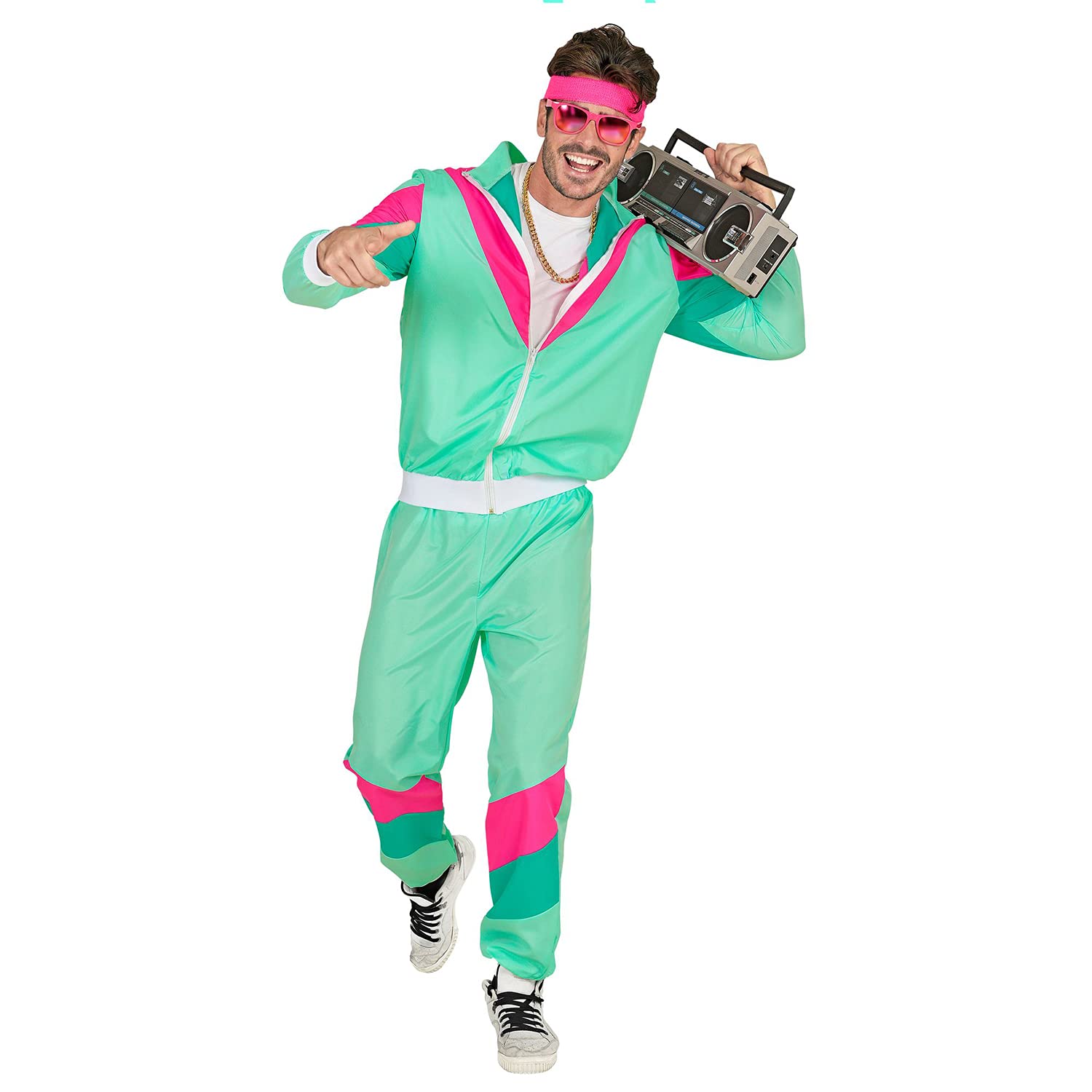 Widmann Milano 80s Retro Party Costume - Vintage 80s Fashion, Funny Running Outfit, Ugly Sweater Costume, Halloween & Cosplay Dress Up for Theme Parties, Costume Contests & 80s Night Events