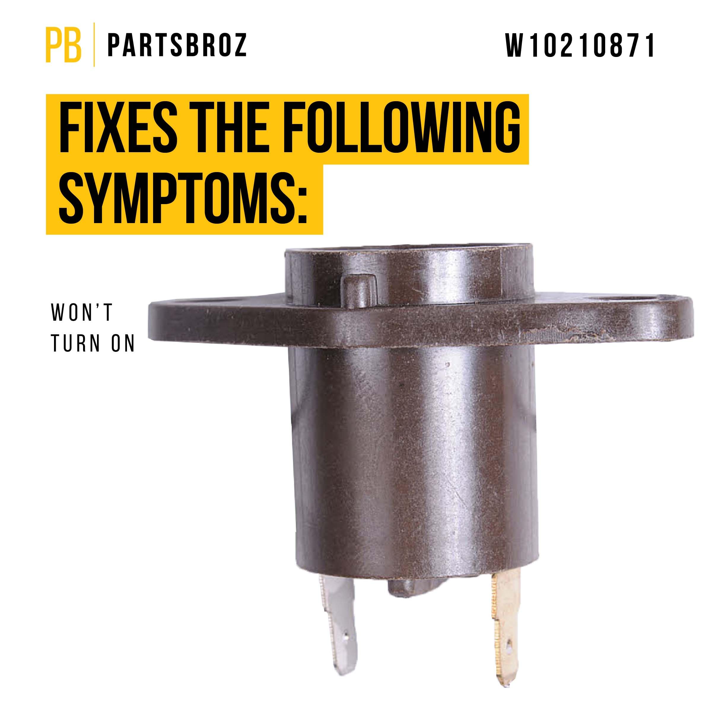 PartsBroz W10210871 Microwave Light Bulb Socket - Compatible with Whirlpool, Maytag, Amana & KitchenAid - Replaces AP4364465, 1472199, PS2342199, AH2342199, EA2342199 - Perfect for Microwave Oven Repairs & DIY Home Maintenance