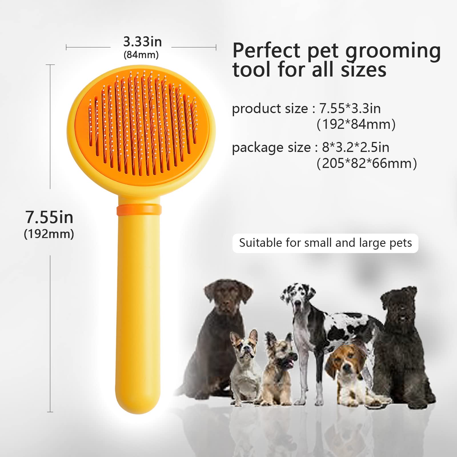 Self-Cleaning Cat & Dog Grooming Brush with Release Button - Gentle Pet Hair Brush for Long/Short Haired Cats & Dogs - Perfect for Shedding Control, Massage & Daily Grooming at Home