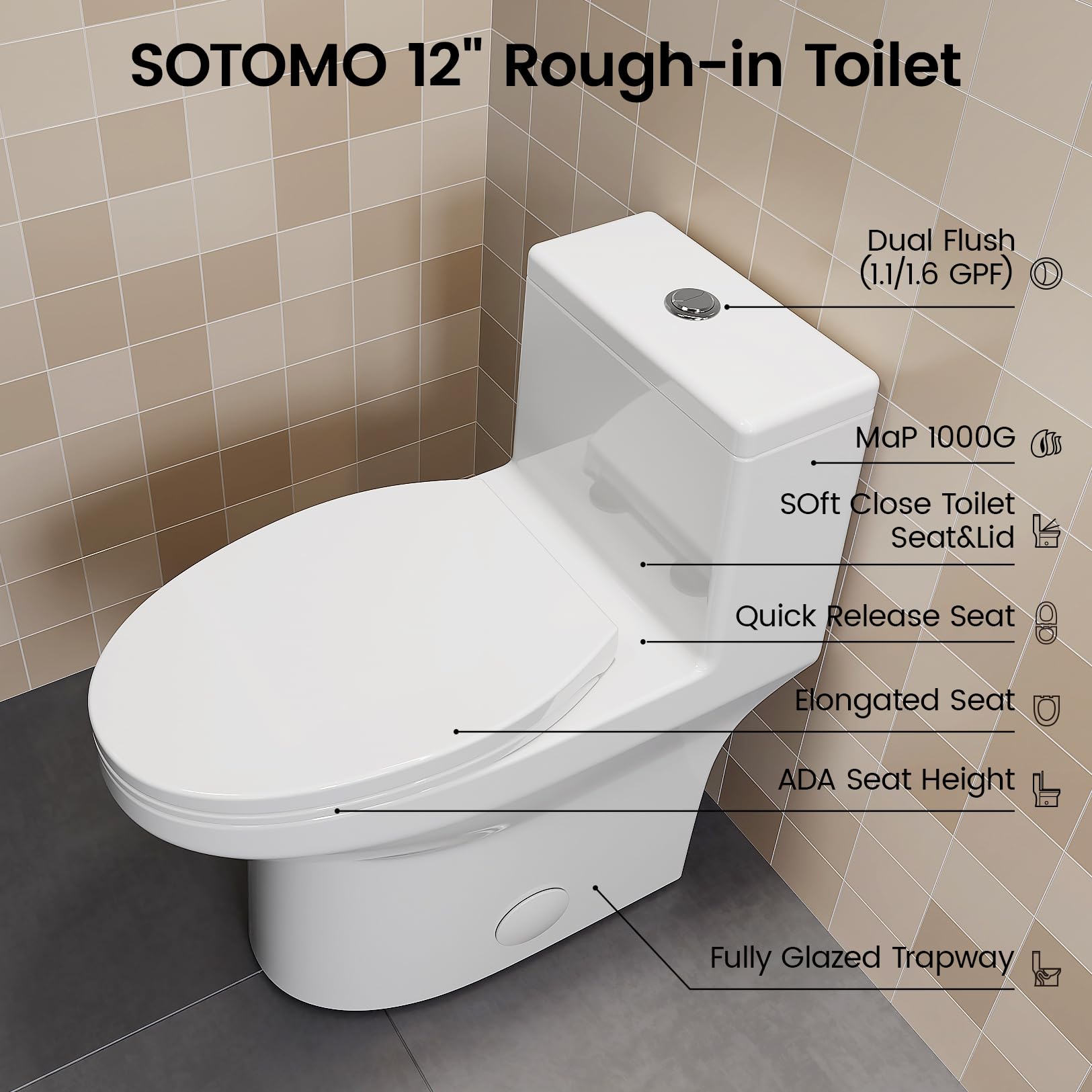 K-0351DF Elongated One Piece Toilet with ADA Comfort Height 17.2