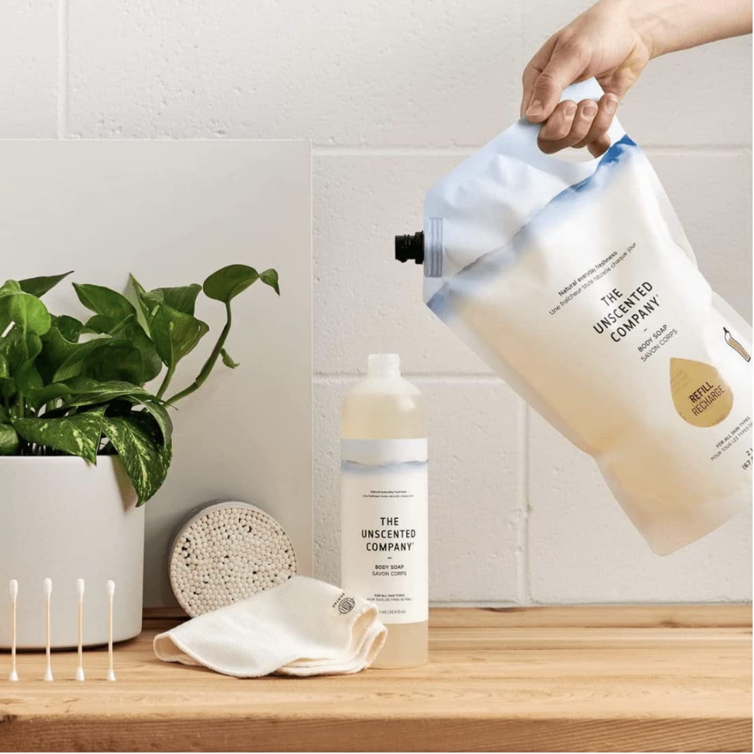 Unscented Body Soap Refill - 67.6 oz Fragrance-Free Liquid Soap for Sensitive Skin | Eco-Friendly & Hypoallergenic | Perfect for Home, Gym & Travel Use