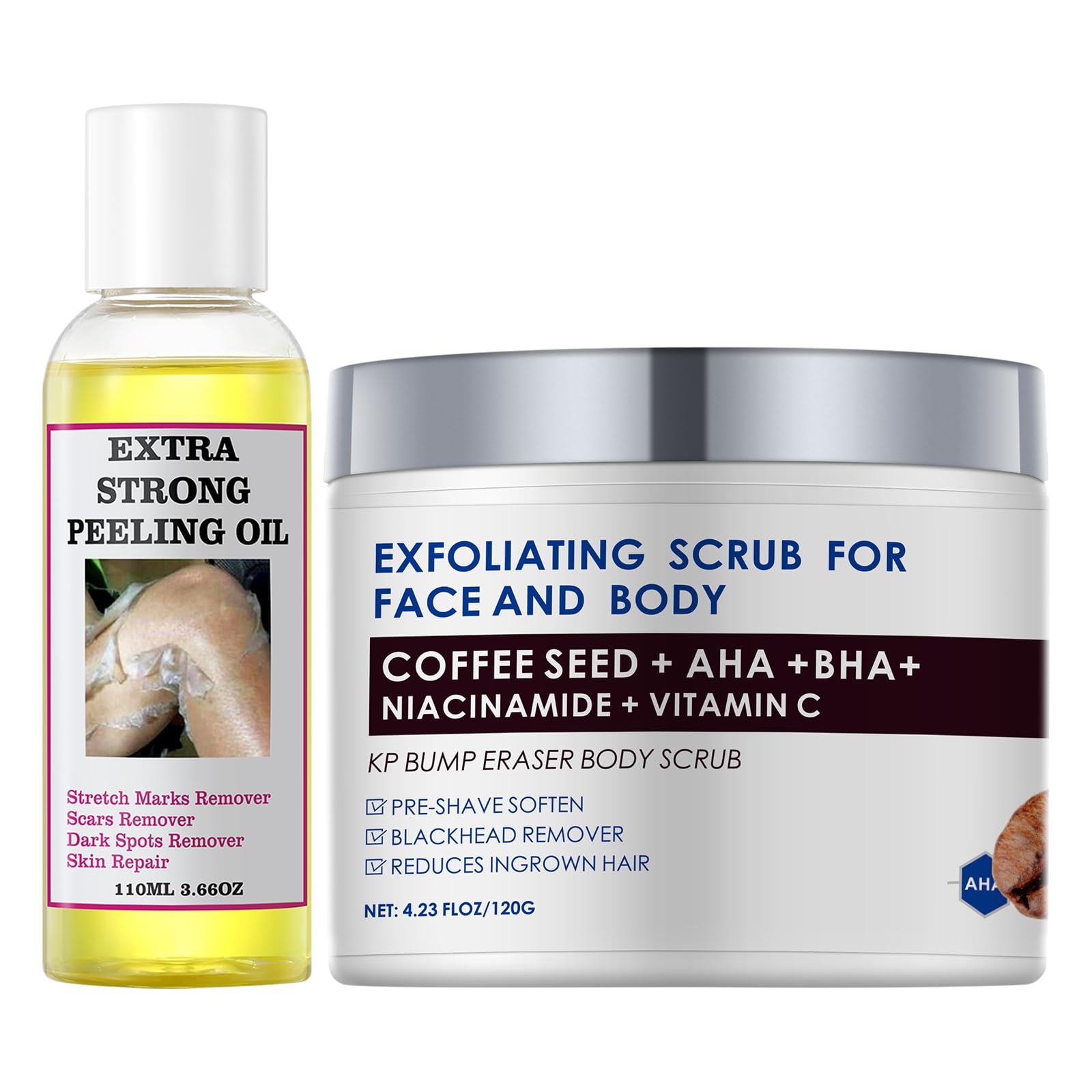 Extra Strength Exfoliating Peeling Oil for Dark Skin - Yellow Peeling Solution for KP Bumps, Ingrown Hair & Keratosis Pilaris Treatment | All Skin Types Body Scrub | Perfect for Smoothing Rough Skin & Treating Body Acne