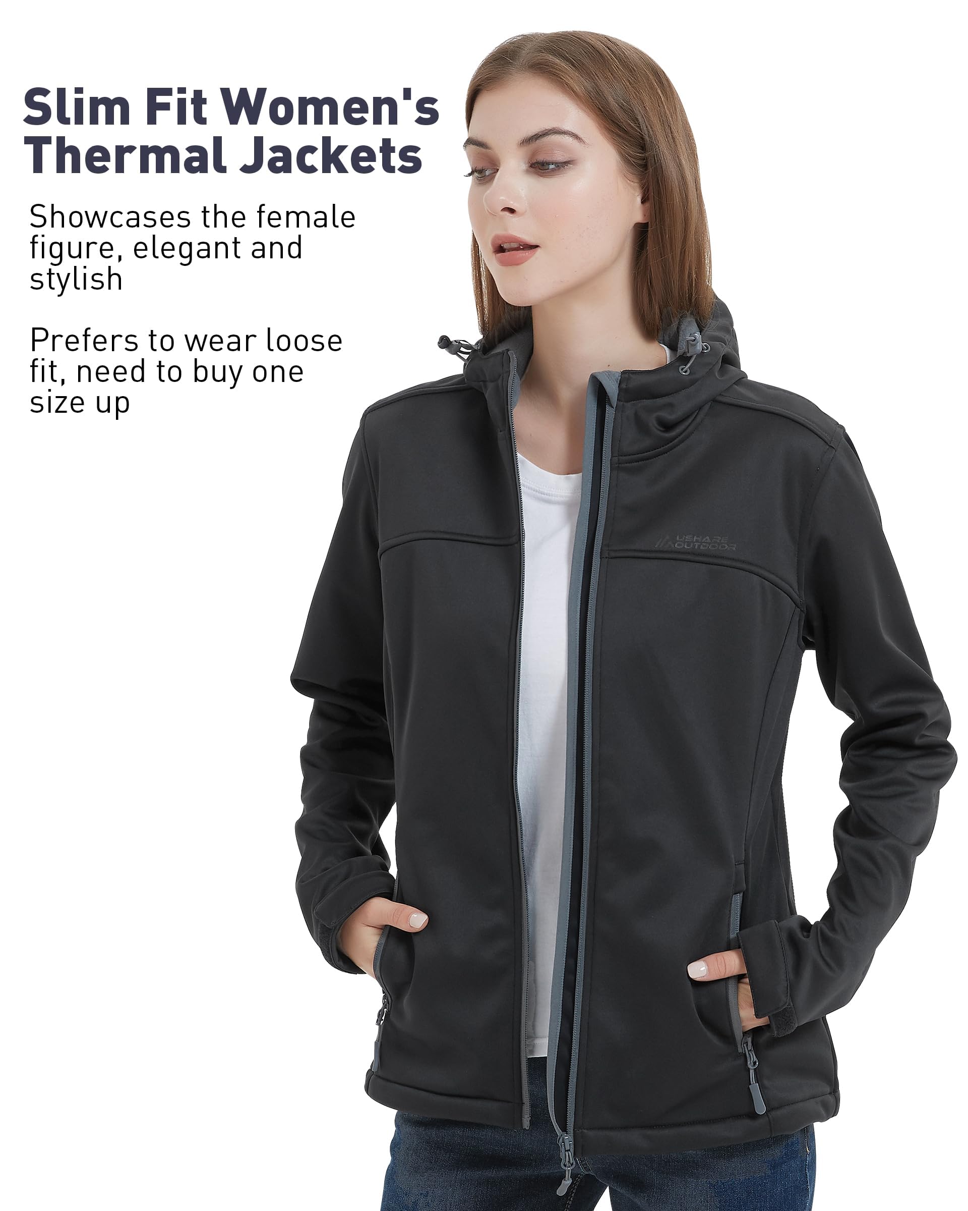 Women's Lightweight Softshell Jacket - Fleece Lined Waterproof Windbreaker with Hood for Outdoor Hiking, Camping & Winter Sports | Warm Winter Coat for Active Lifestyle