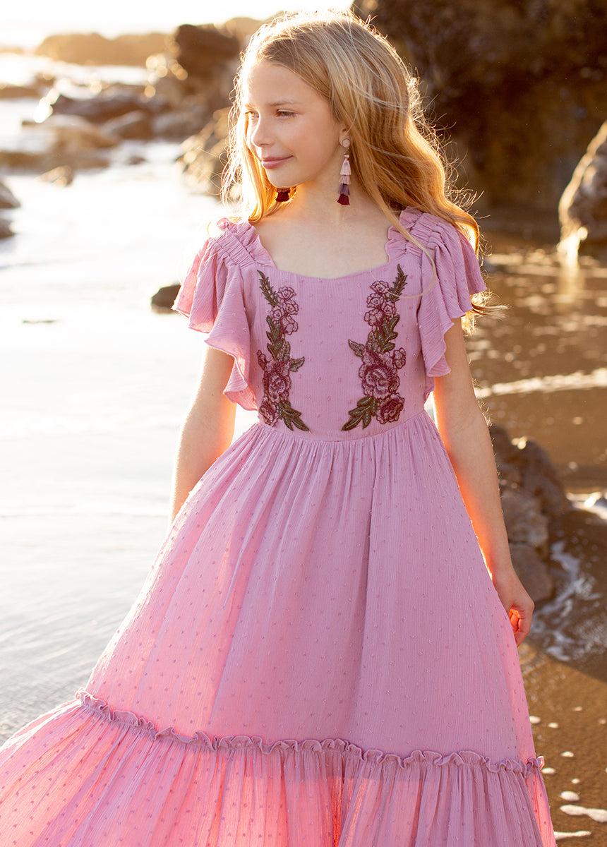 Dewi Dress in Pale Orchid - Elegant Floral Print Women's Dress for Casual Wear, Date Night & Summer Outfits