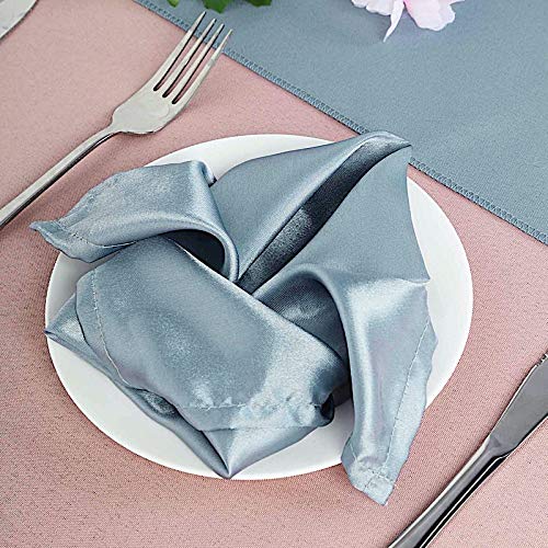 50 Pack 20-Inch Dusty Blue Satin Dinner Napkins for Wedding, Party, Reception, Restaurant & Home Use - Elegant Table Setting & Special Occasions
