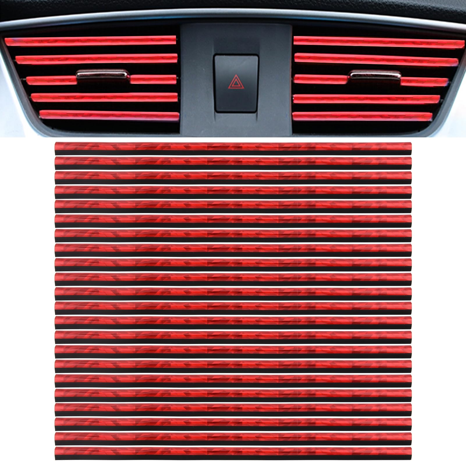 20 PCS Universal Car Vent Trim Strips - Waterproof Bendable Air Vent Outlet Decorations for Car Interior Accessories (Red) | Perfect for Customizing & Protecting Your Car AC Vents