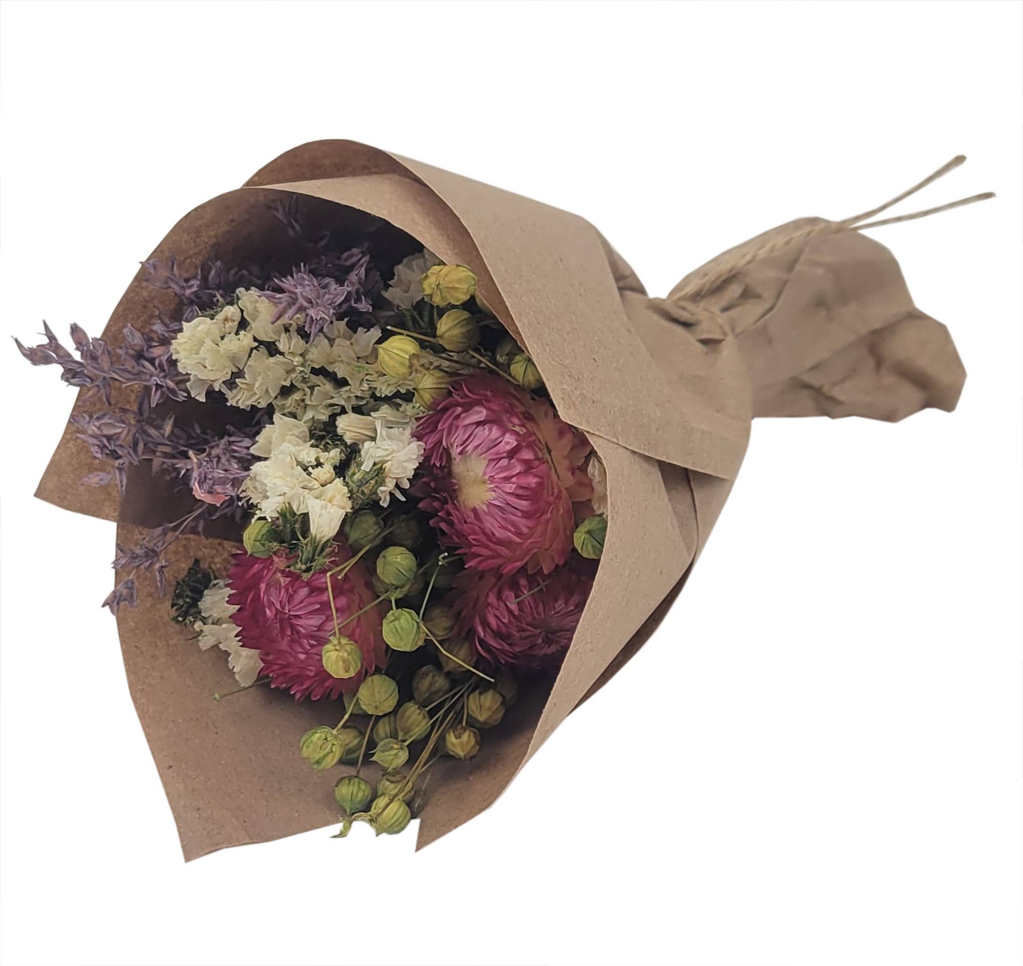 Mini Strawflower & Larkspur Bouquet Bundle - Dried Flower Arrangement for Home Decor, Wedding Centerpieces, DIY Crafts & Gift Giving