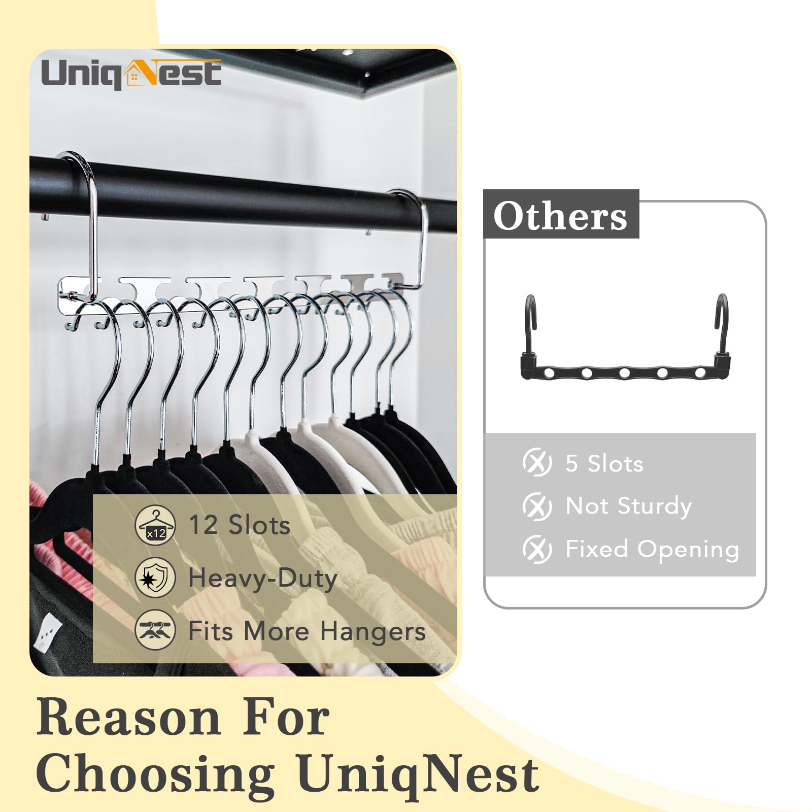 12 Pack Space Saving Metal Magic Hangers - Stainless Steel Closet Organizer for College Dorm, Home & Travel | Heavy Duty Clothes Hanger for Wardrobe Organization & Small Spaces