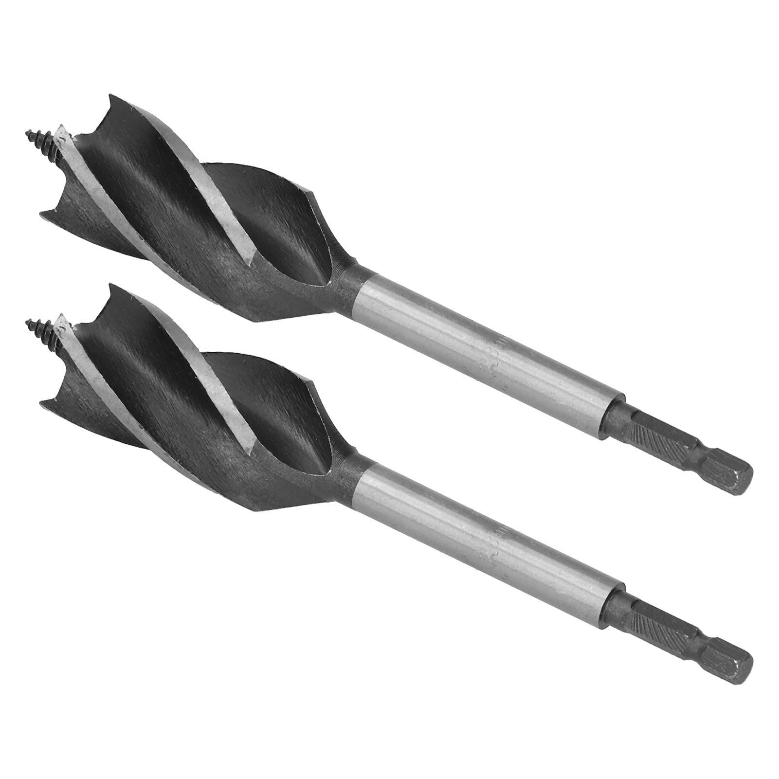2Pcs 28mm Brad Point Drill Bit Set - 4 Flute Hex Shank Woodworking Drill Bits for Wood Panels & Density Boards - Perfect for Cabinet Making, Furniture Assembly & DIY Wood Projects