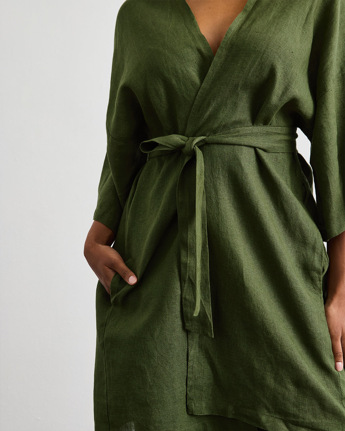 Olive Green Cabana Short Robe - Lightweight Summer Cover Up for Beach, Pool & Spa - Women's Casual Loungewear