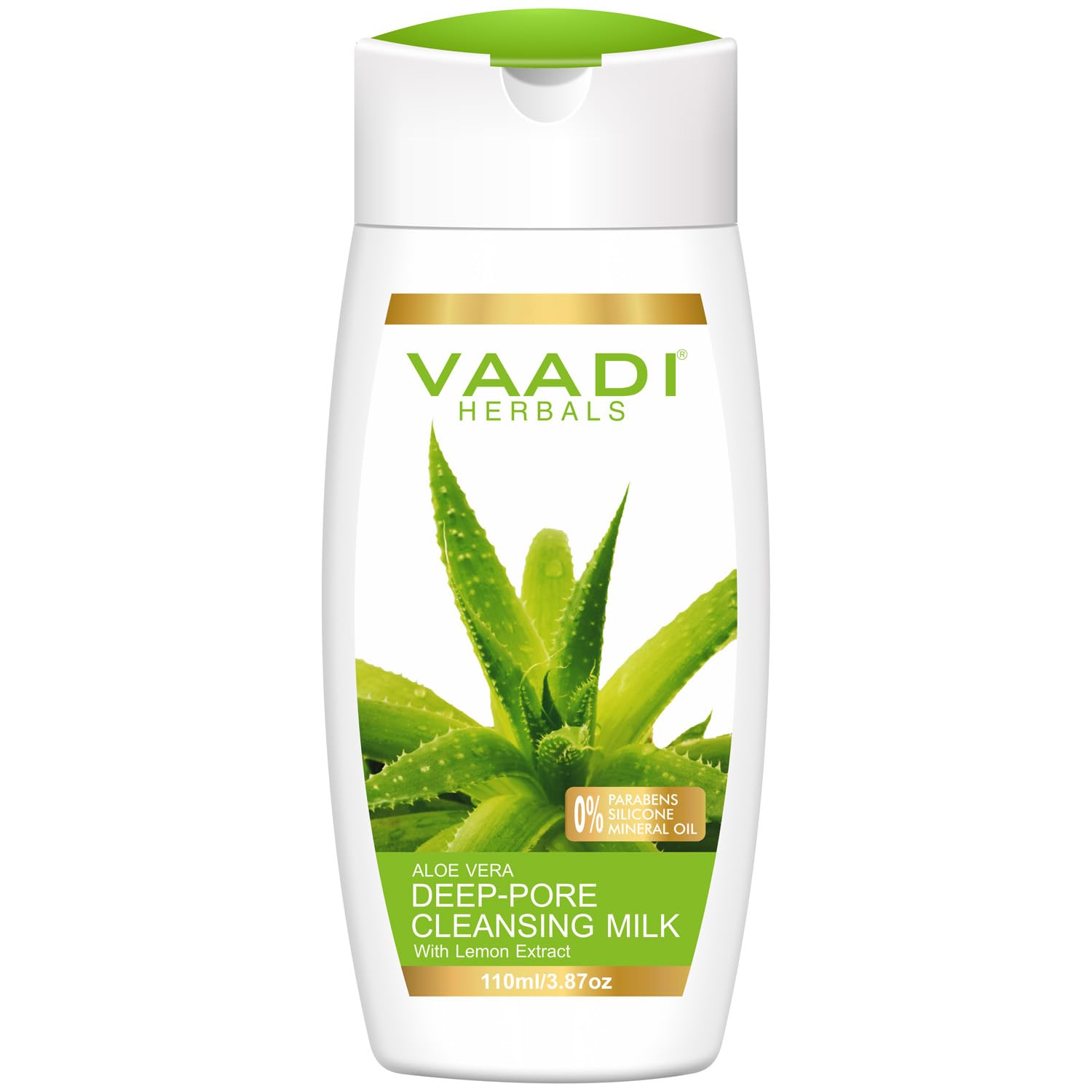 Vaadi Herbals Aloe Vera Deep Pore Cleansing Milk with Lemon Extract - 110ml | Gentle Face Wash for Oily & Acne-Prone Skin | Daily Skincare Routine & Makeup Removal
