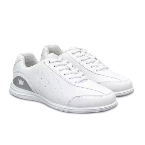 Brunswick Youth Mystic White Silver Bowling Shoes - Lightweight & Comfortable for Junior Bowlers - Perfect for League Play & Practice at Bowling Alleys
