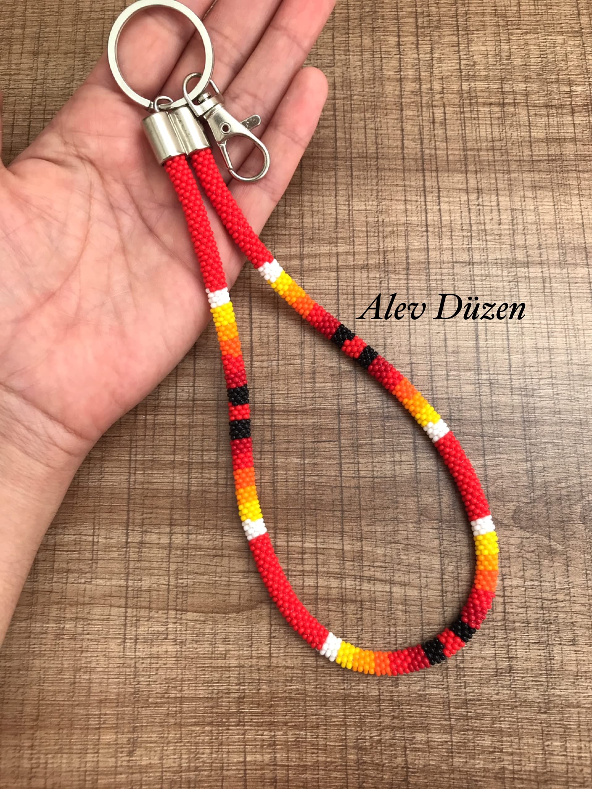 Native American Beaded Keychain - Handmade Leather Keyring with Beads, Purse Charm & Wristlet for Women - Boho Tribal Style ID Holder & Card Wallet - Perfect for Handbags, Backpacks, Gifts and Travel Accessories