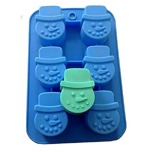 Allforhome 6-Piece Christmas Snowman Silicone Molds Set for Handmade Soap, Bath Bombs, Muffins, Ice Cream & Jelly Cake Making - DIY Baking & Craft Supplies for Holiday Decorations & Gift Making