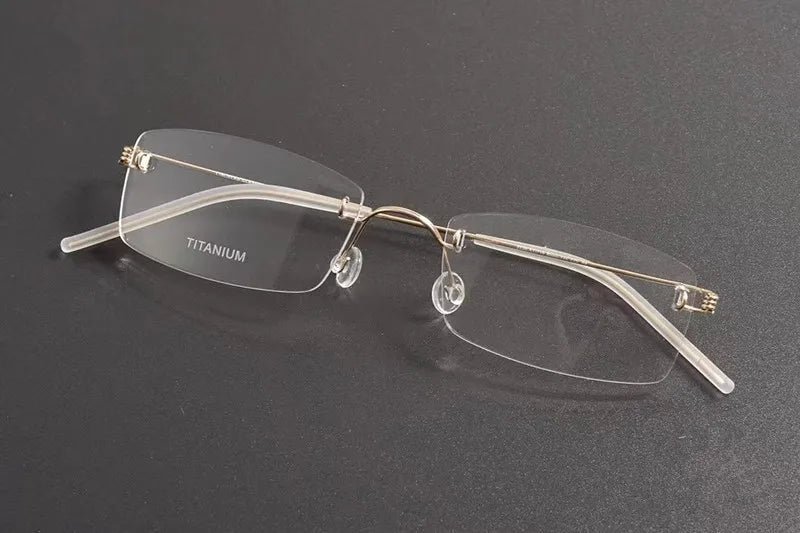 Aimee Unisex Rimless Square Screwless Titanium Eyeglasses 2120 - Lightweight Durable Frame for Reading, Computer Work & Everyday Wear