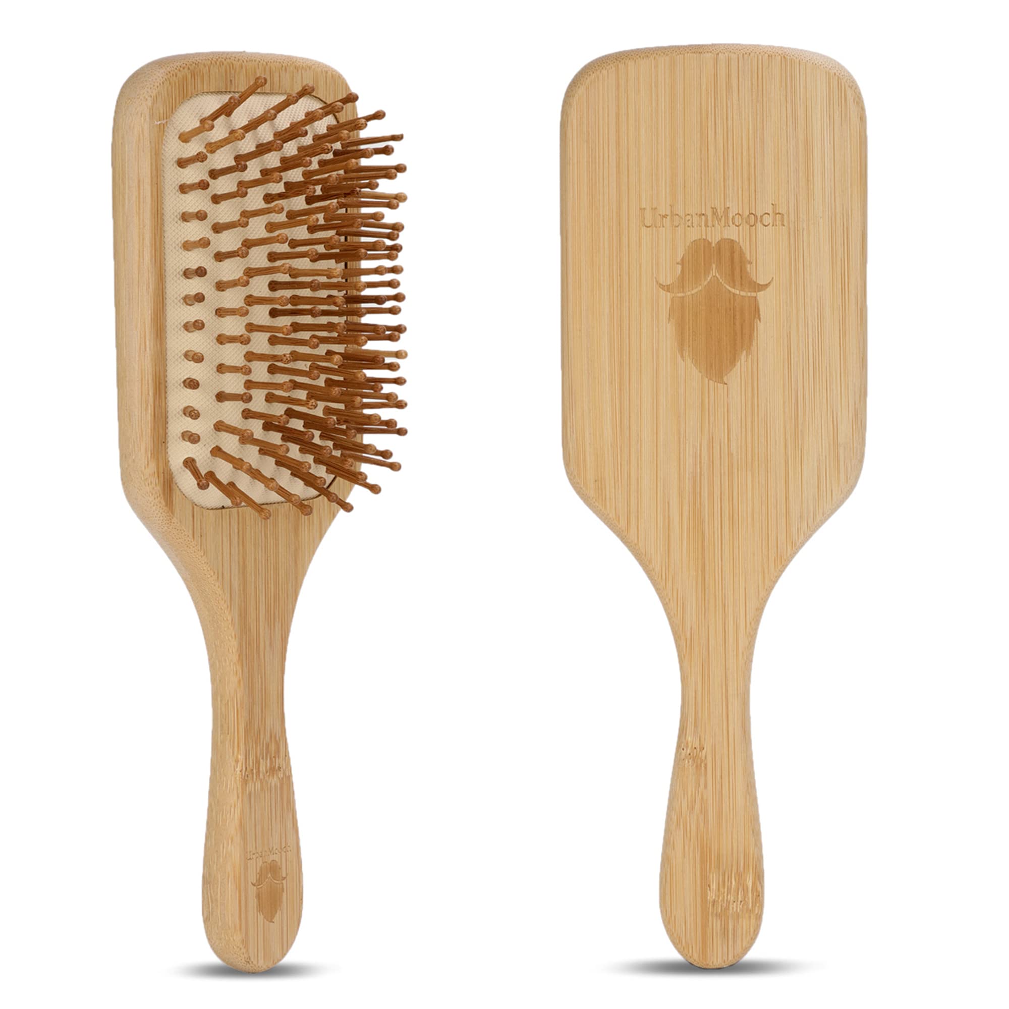 UrbanMooch Wooden Bamboo Hair Brush - Detangling Brush for Thin, Long & Curly Hair - Eco-Friendly Paddle Hairbrush Stimulates Scalp, Promotes Hair Growth & Adds Shine - Perfect for Daily Hair Care & Styling at Home or Travel