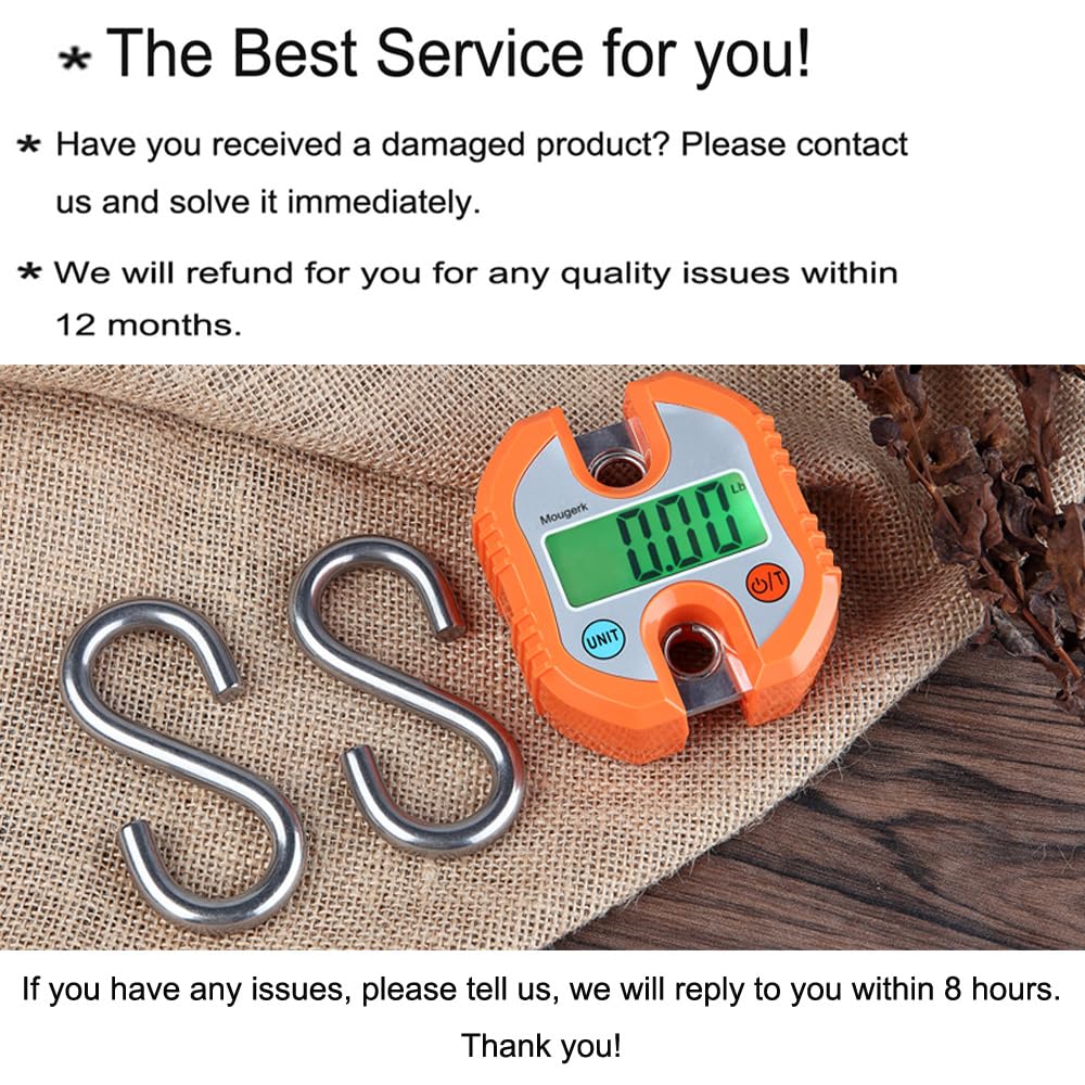 Digital Hanging Scale 150kg/300lb - Portable Heavy Duty Crane Scale with LCD Display - Orange - Perfect for Shipping, Fishing, Hunting, and Industrial Weighing (Batteries Not Included)