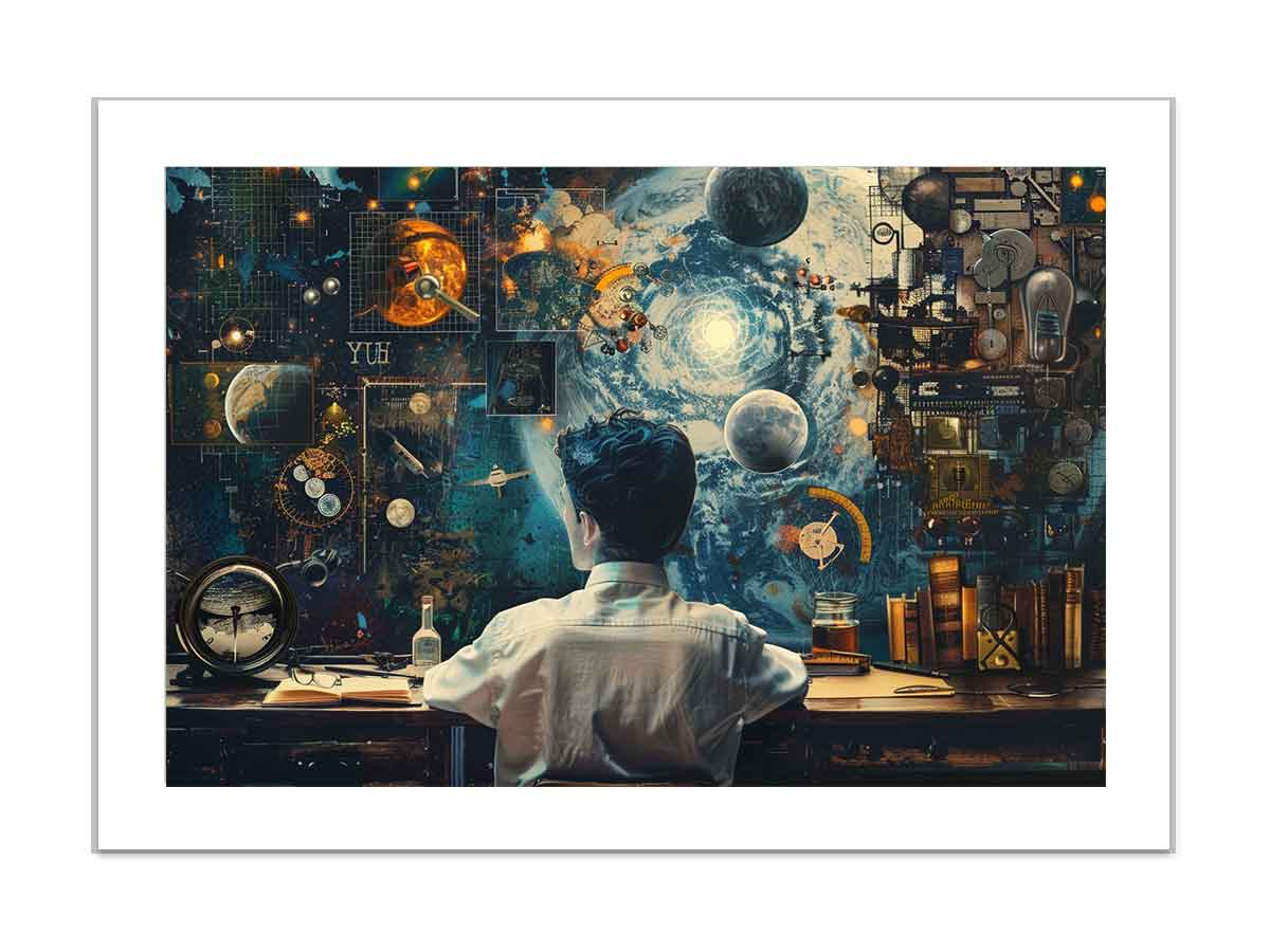 Genius at Work Framed Print - Motivational Office Wall Art for Home & Office Decor - Perfect for Study Rooms, Work Spaces & Creative Studios
