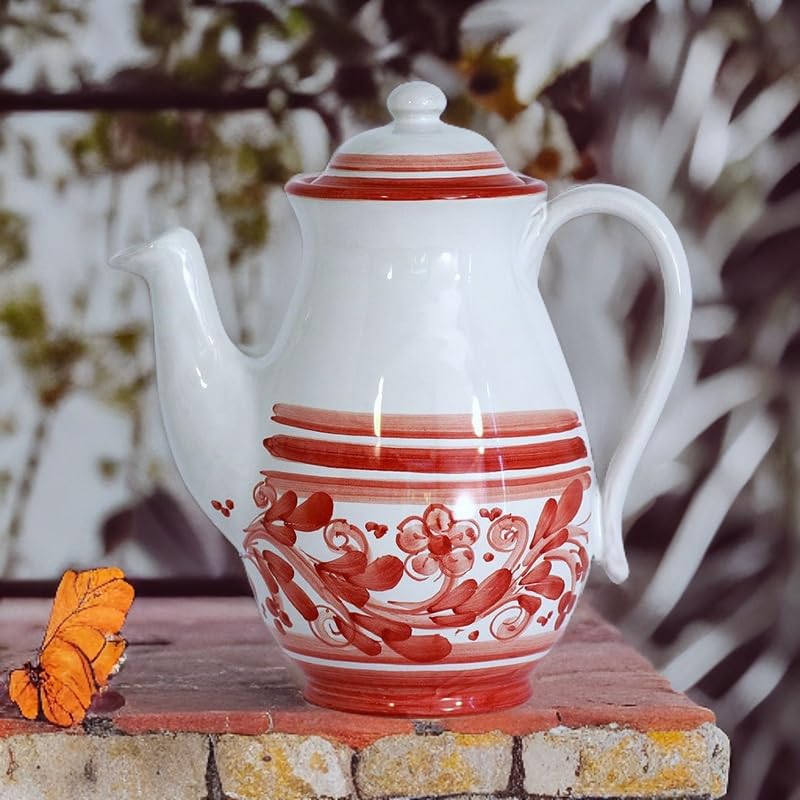 Premium Caltagirone Ceramic Coffee Maker – Handcrafted Italian Espresso Pot for Stovetop Brewing | Perfect for Home, Office & Camping Use
