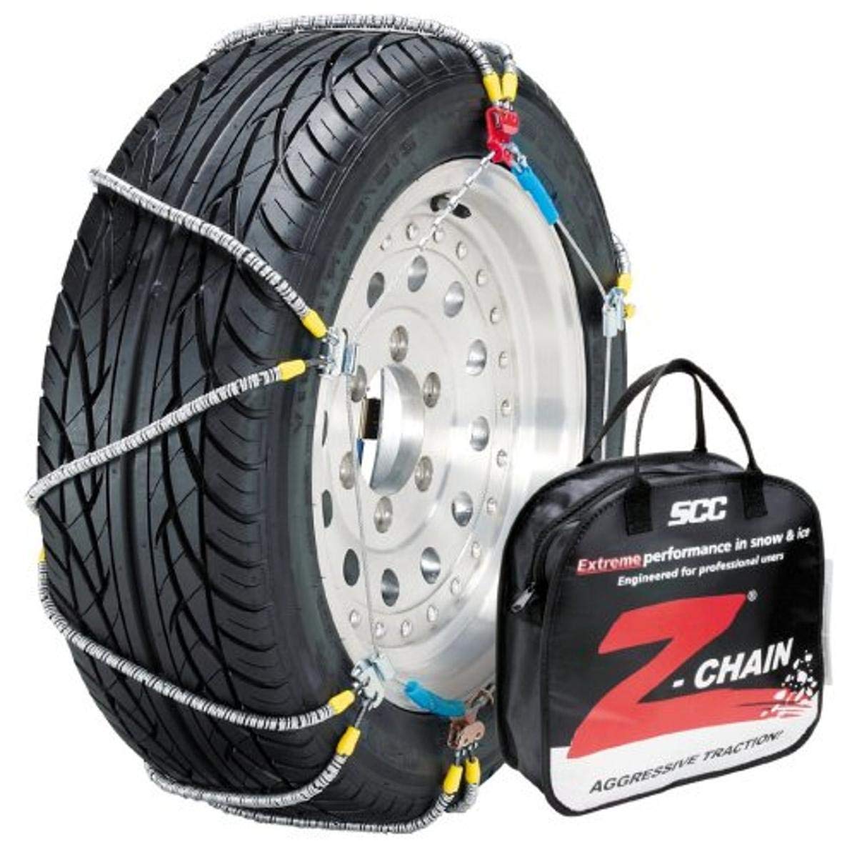 SCC Z-583 Z-Chain Extreme Performance Snow Tire Chains for Cars & SUVs - Heavy Duty Traction in Ice & Snow - Set of 2 - Perfect for Winter Driving, Mountain Roads & Off-Road Adventures