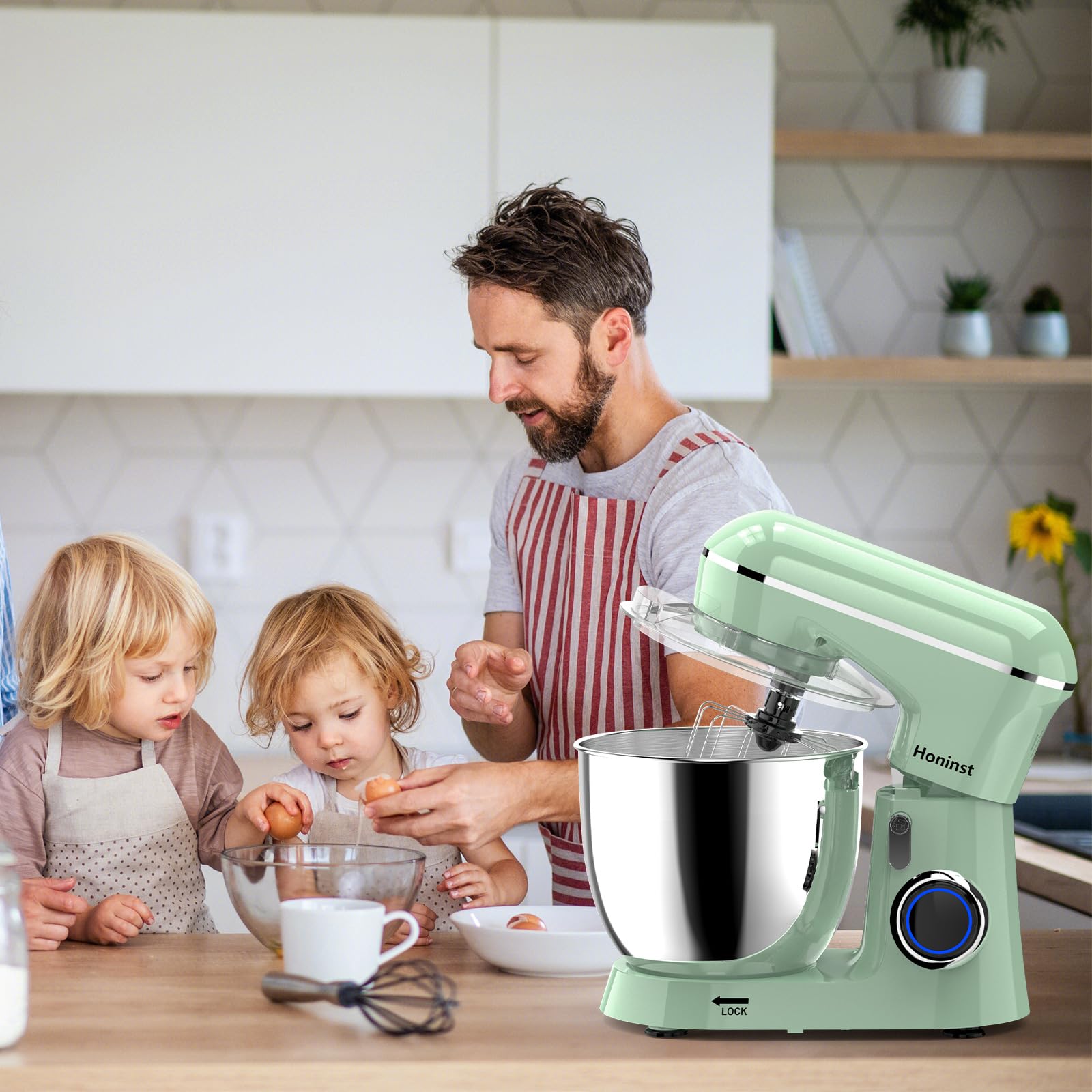 6.5QT 10-Speed Tilt-Head Electric Stand Mixer with Bowl, Dough Hook, Whisk & Beater - Professional Kitchen Mixer for Baking Cakes, Cookies & Bread - Perfect for Home Bakers & Cooking Enthusiasts (Light Green)