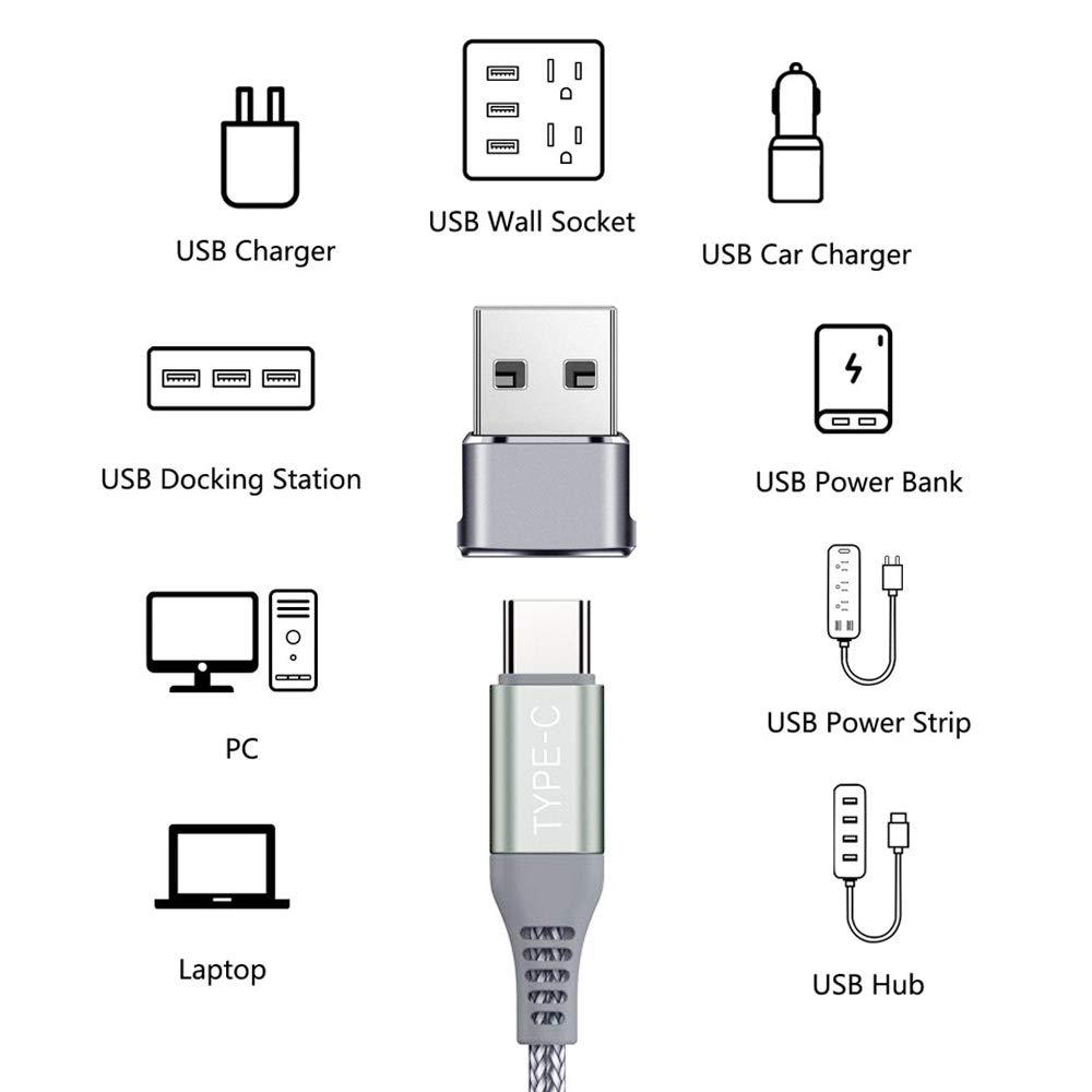 QCEs 2-Pack USB C Female to USB Male Adapter, Type C to USB A Charger Converter - Compatible with iPhone 16/15/14/13/12/11 Pro Max, Apple Watch Series 10/9/SE, AirPods, iPad, Galaxy S25/S24 - Perfect for Charging & Data Transfer at Home, Office or Travel