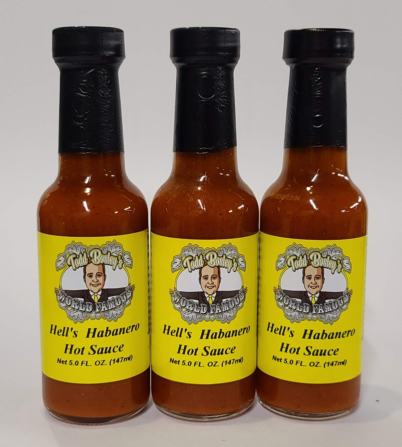 Todd Bosley's World Famous Hell's Habanero Hot Sauce - 3 Pack Bottles - Extra Spicy Chili Pepper Sauce for Tacos, Wings & BBQ - Made in USA