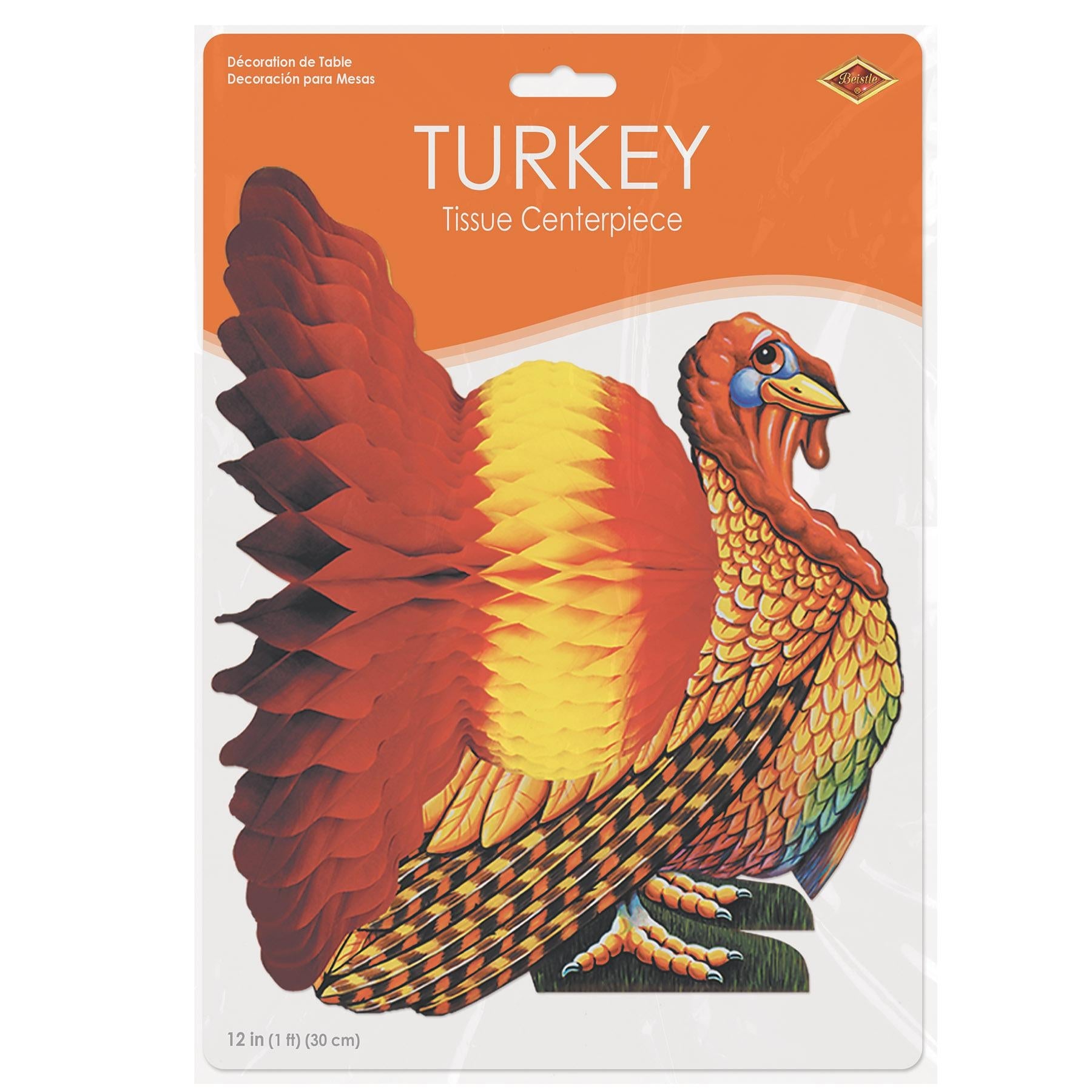 12 Pack Beistle 12 Inch Thanksgiving Tissue Turkey Centerpiece Decorations - Perfect for Holiday Table Decor, Party Supplies, and Autumn Home Decorations
