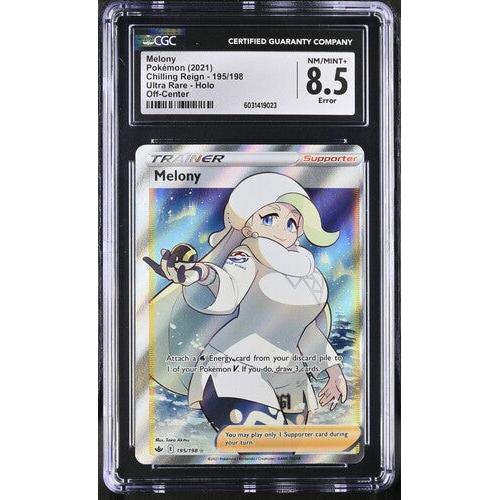 2021 Pokemon Chilling Reign Melony Error Off-Center 195/198 CGC 8.5 Graded Card - Rare Collectible for Trading Card Game (TCG) Enthusiasts & Pokemon Fans - Perfect for Display, Gaming, and Investment