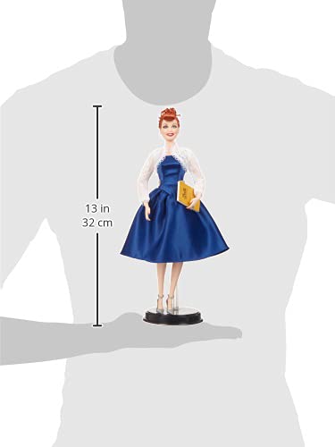 Barbie Tribute Collection Lucille Ball Doll in Blue Dress & Lace Jacket with Stand & Certificate - Authentic Collector's Gift for Movie Fans & Barbie Enthusiasts - Perfect for Display, Gifting & Nostalgic Home Decor