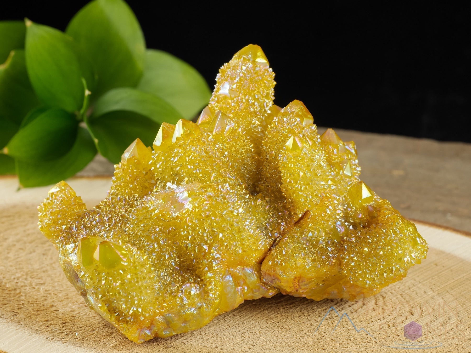 Rainbow Aura Quartz Crystal Cluster - Sunshine Yellow Large Spirit Quartz for Home Decor, Meditation & Healing | Metaphysical Crystal Gift R0618