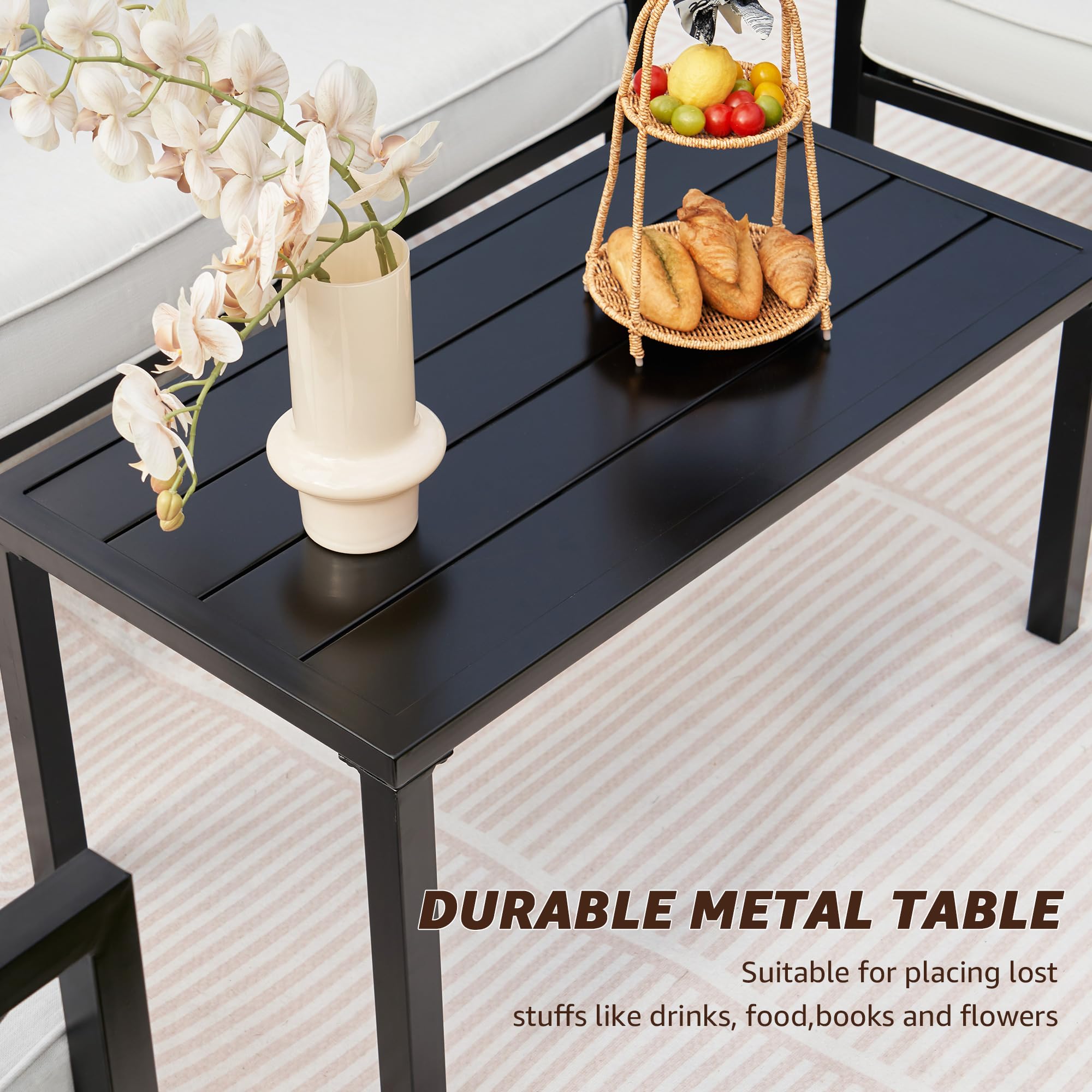 Modern 4-Piece Outdoor Patio Furniture Set - Metal Sectional Sofa with 5.5