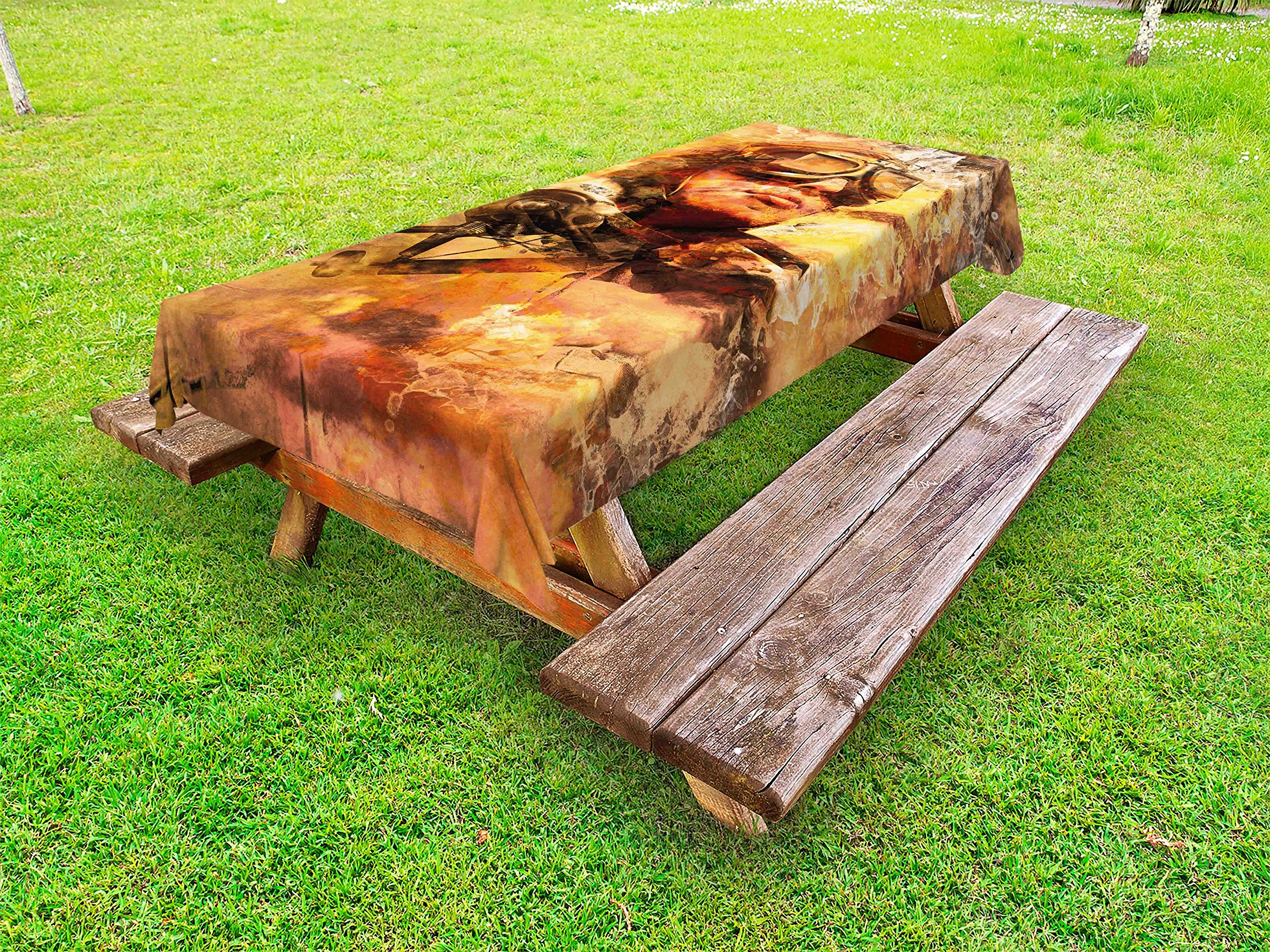 Ambesonne Vintage Airplane Outdoor Tablecloth - Abstract Pilot & Fighter Plane Design with Pastel Sky - Washable Picnic Table Cover 58x84 Inches - Perfect for BBQs, Garden Parties & Outdoor Dining