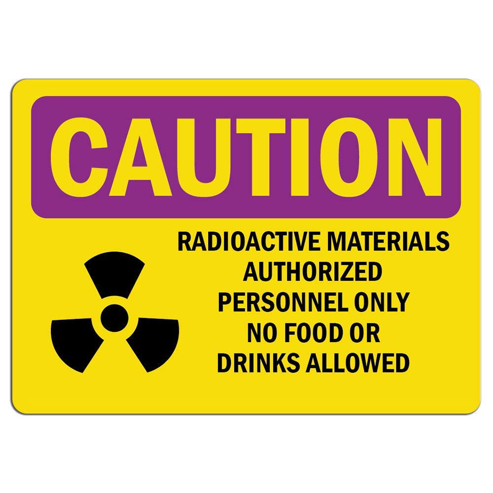 3 Pack Vinyl Safety & Warning Stickers - Caution Radiation Sign, Radioactive Materials Authorized with Symbol (3.5