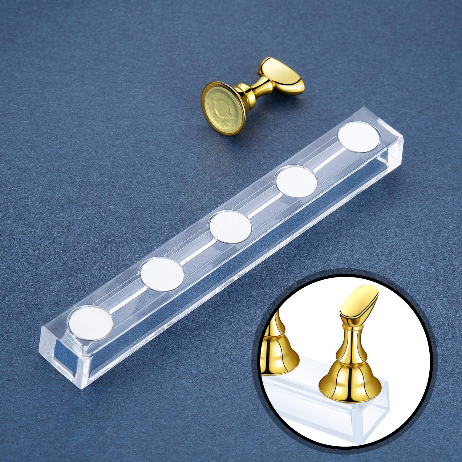 2 Sets Acrylic Nail Display Stand - Magnetic Nail Tip Practice Holder for DIY Manicure & Nail Art - Gold & Silver False Nail Practice Stand - Perfect for Salon Professionals & Home Nail Enthusiasts