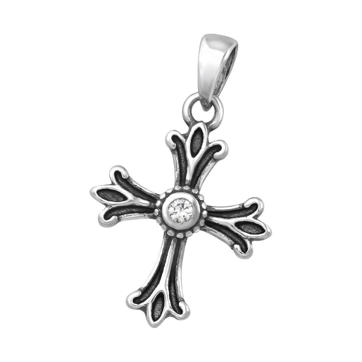 Elegant Cubic Zirconia Silver Cross Pendant Necklace for Women - Perfect for Church, Weddings & Everyday Wear