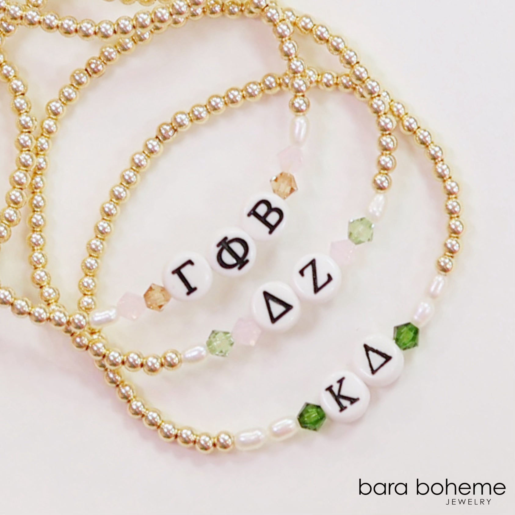 Bara Boheme Sorority Bracelet - Stylish Greek Letter Beaded Friendship Jewelry for College Sisters - Perfect for Rush Week, Bid Day & Sisterhood Events